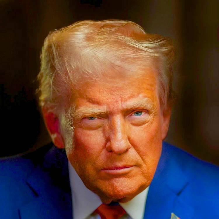 Close-up of a man with blonde hair, wearing a blue suit and a white shirt with a red tie.