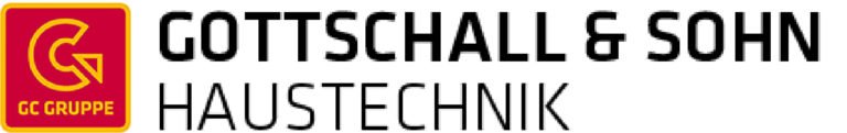 Logo der GC Gruppe: "Gottschall & Sohn Haustechnik" in schwarzer Schrift, daneben ein rotes Quadrat mit gelbem "GC" Symbol.