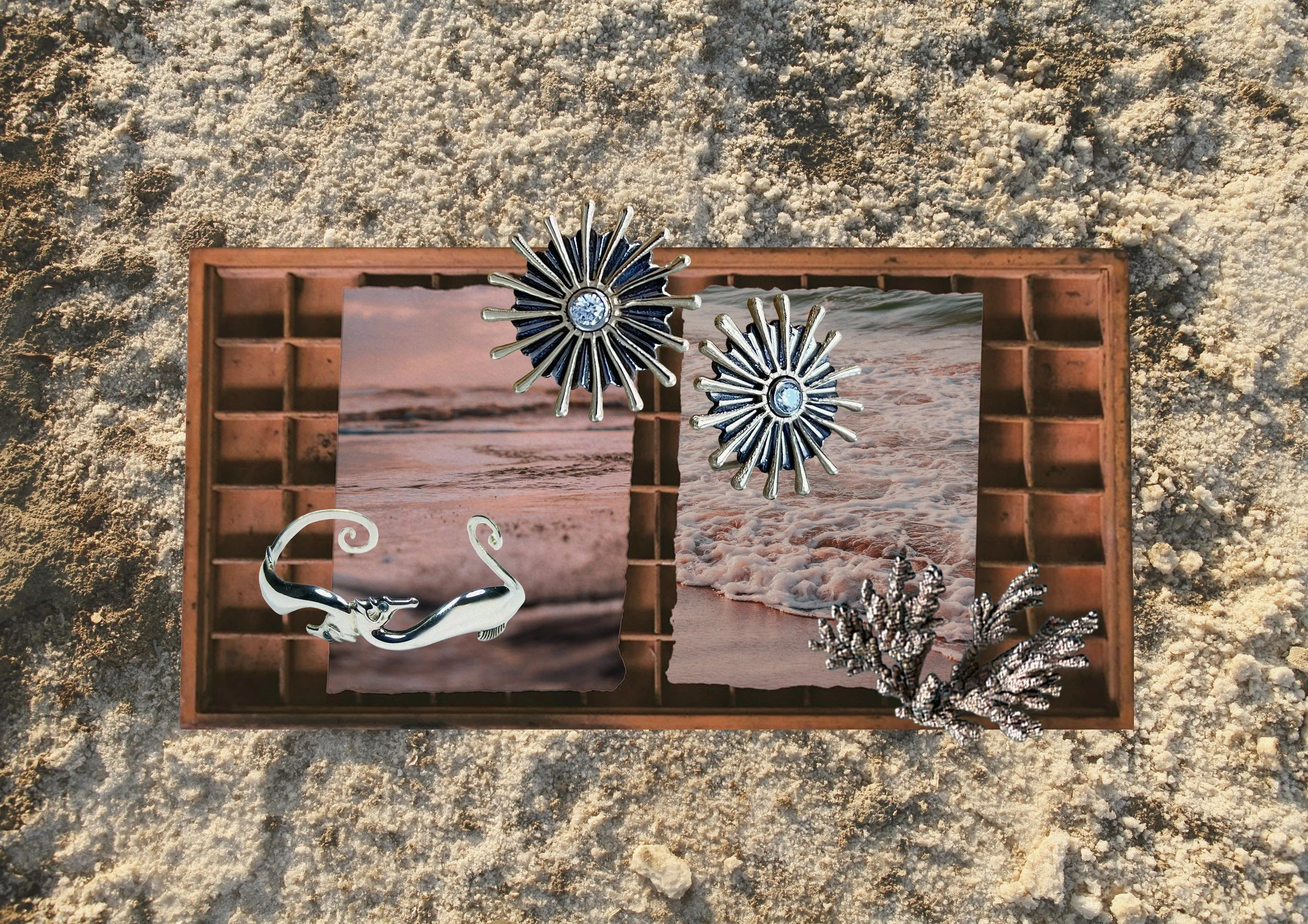 jewellery moodboard, jewellery design, silverware, silver bangle, silver earrings, sun earrings,
