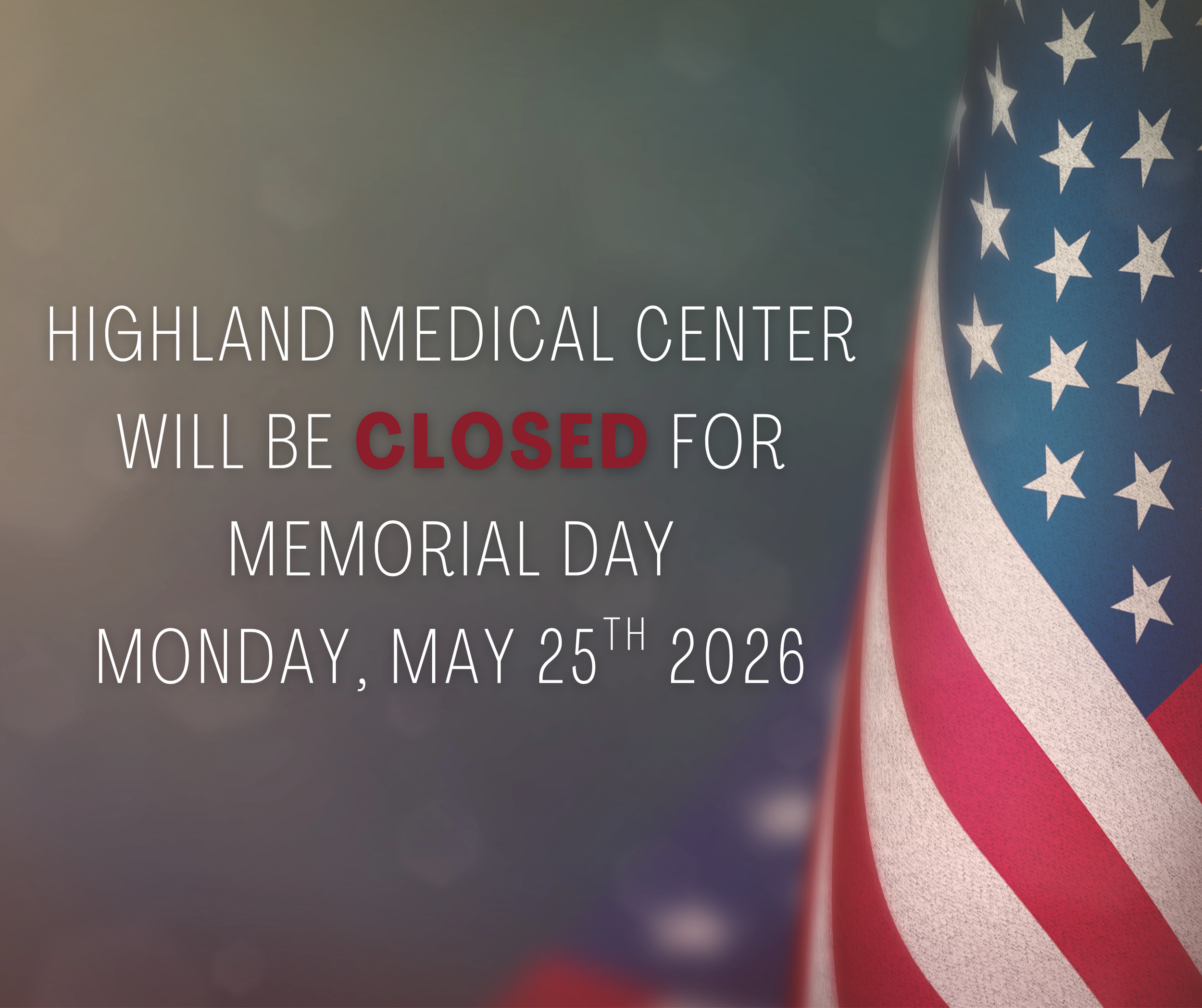 Closed for Memorial Day