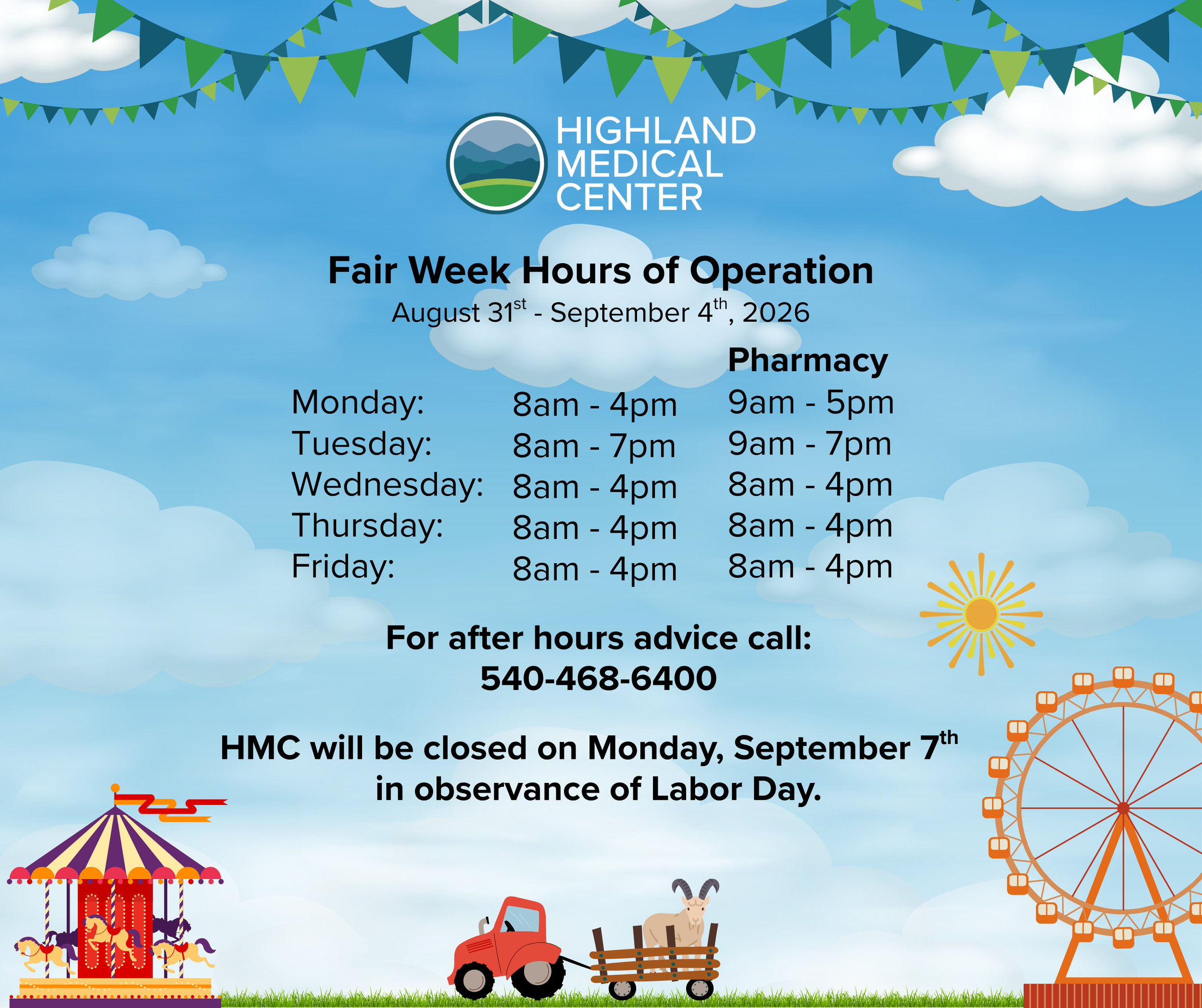 Highland County Fair Week adjusted Hours