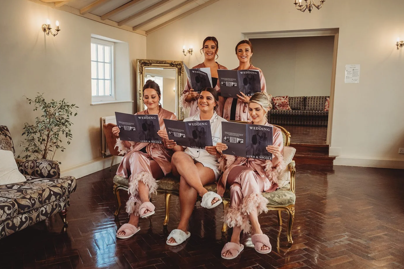 Soft glam bridal party makeup at Offley Place