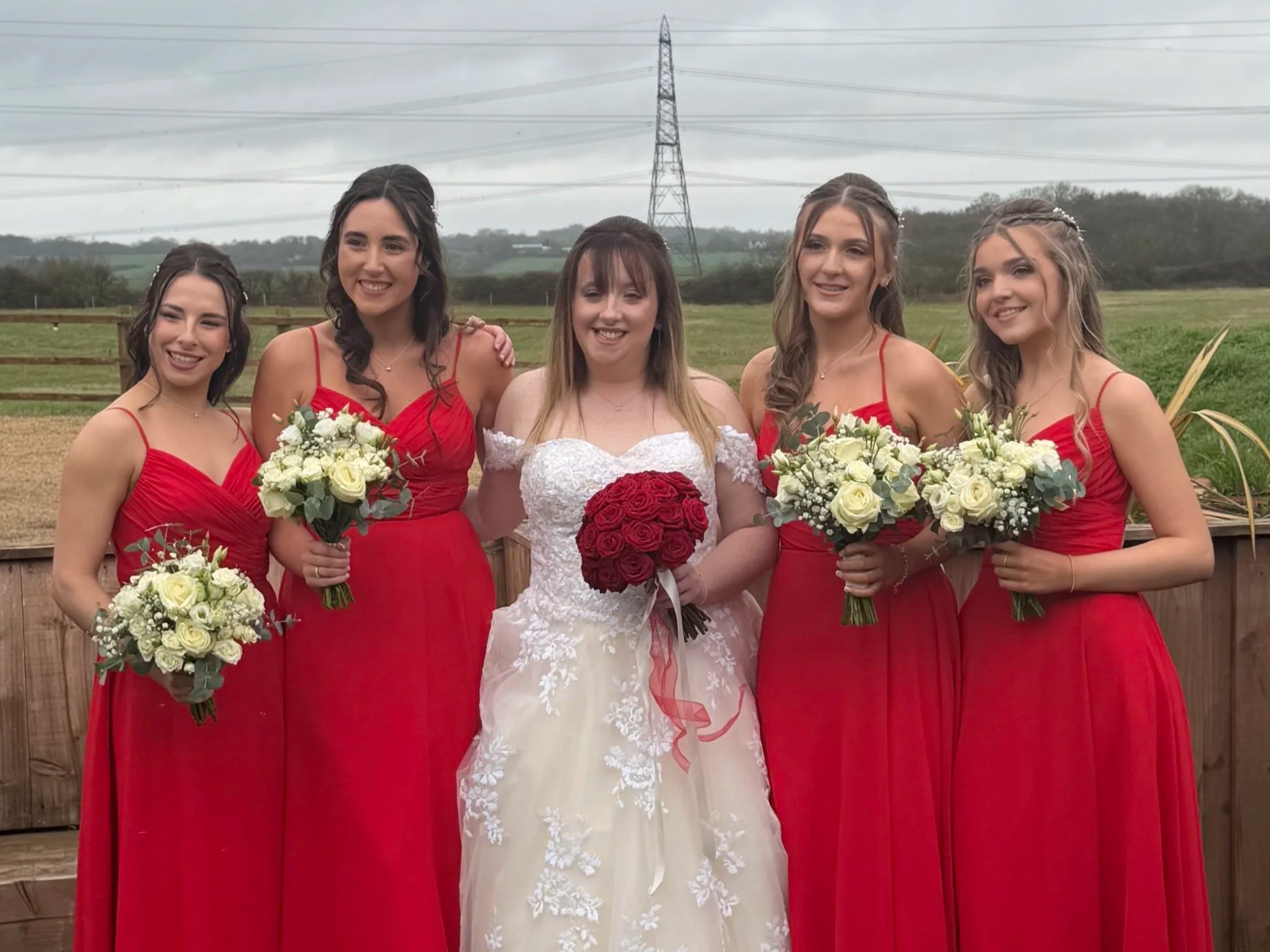 Bride and Bridesmaids with beautiful natural makeup.