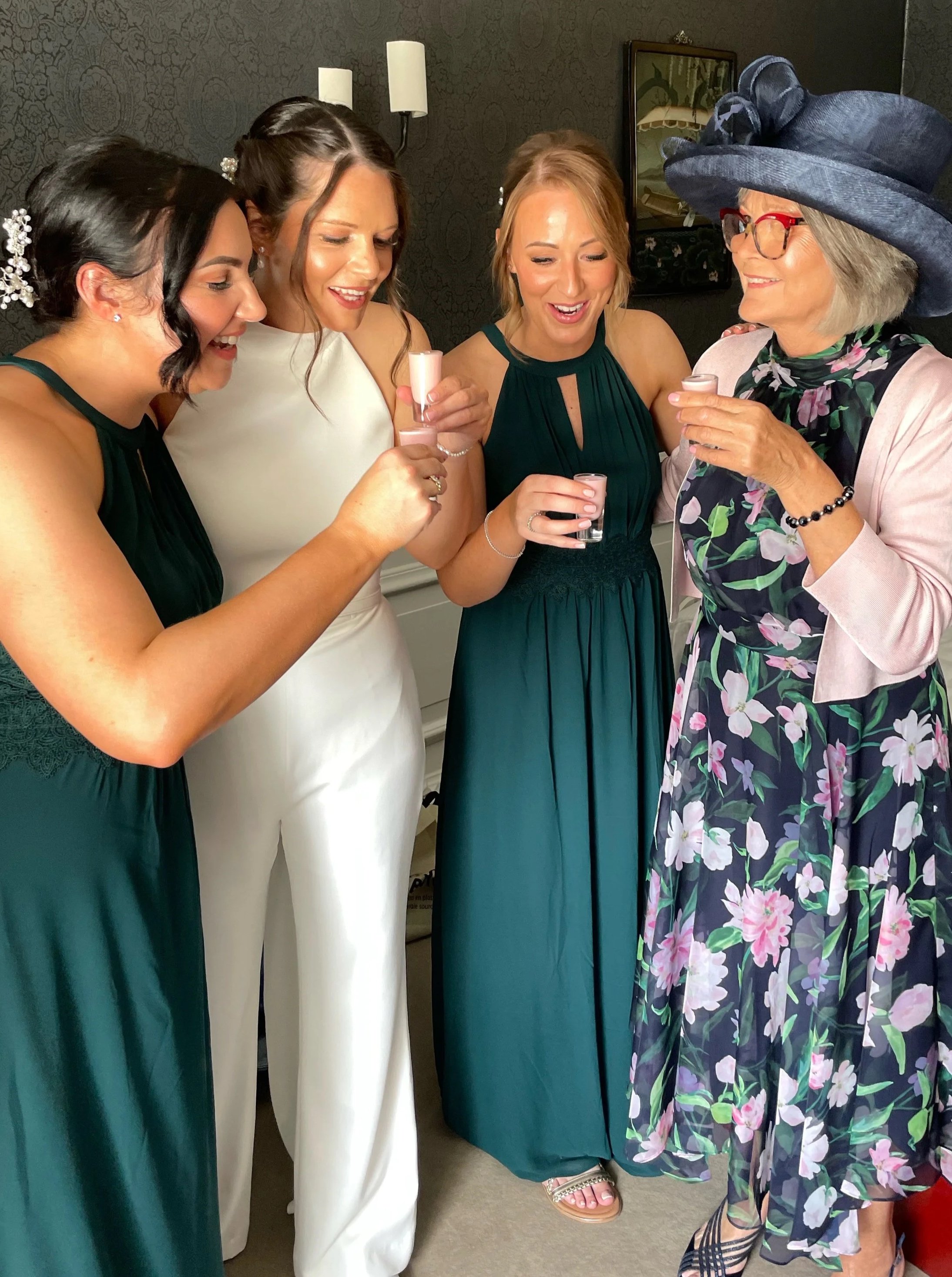 Lisa Critchley Makeup artist showing a bridal party with glowing soft glam for  the bride, mother of the bride and bridesmaids at St Michael's Manor