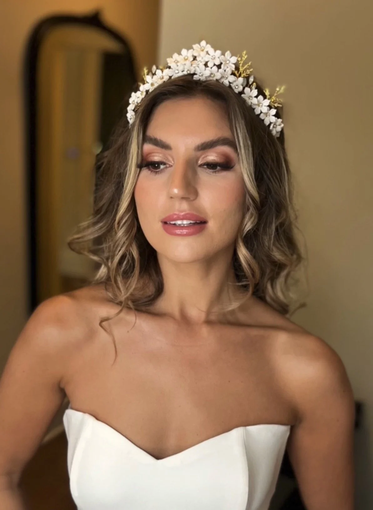 Bridal Makeup Artist Lisa Critchley showcasing signature radiant glass skin makeup for a luxury wedding in Hertfordshire