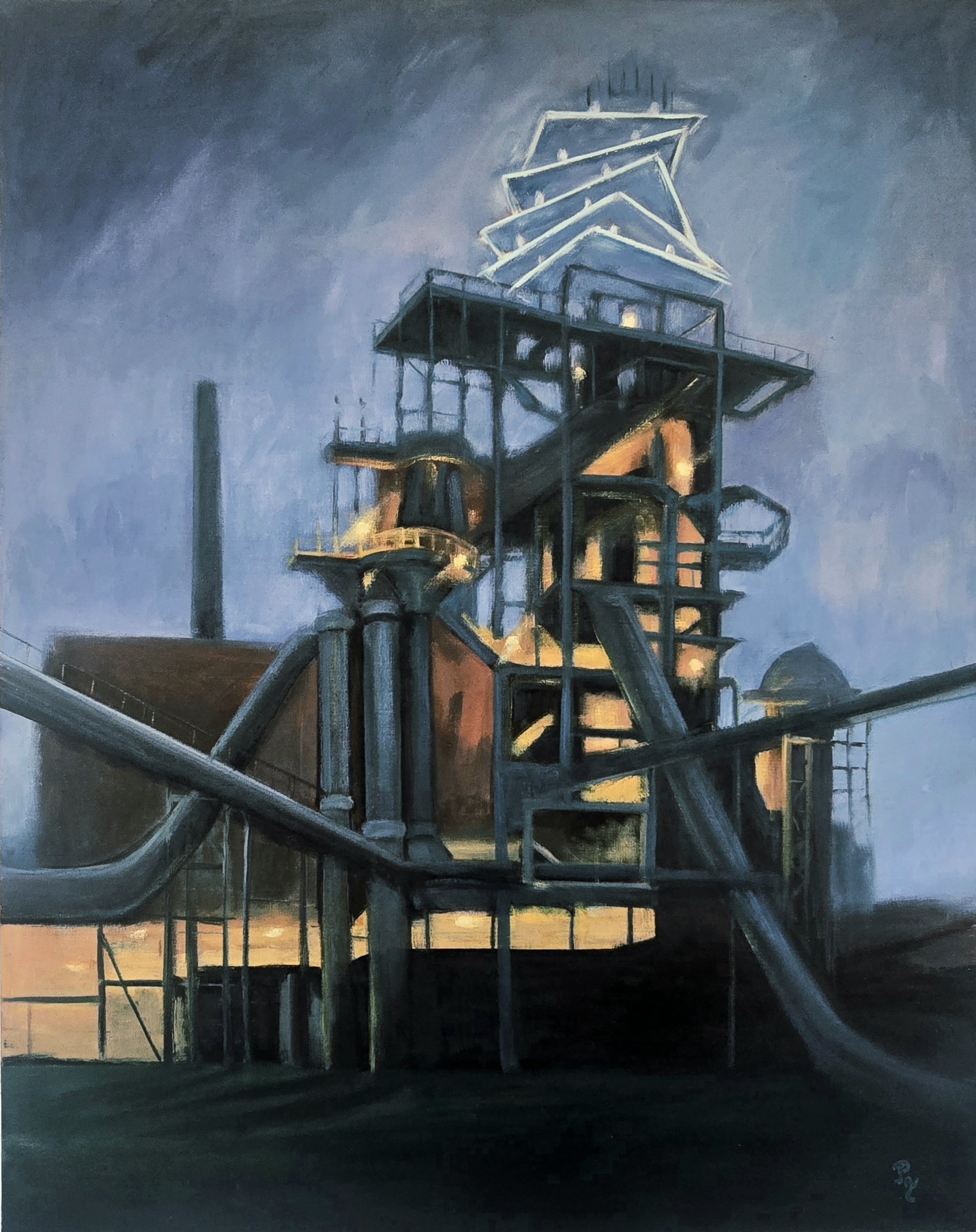 Ostravské nocturno, 2026, olej na plátně, 100 x 80 cm 
terslova.petra@gmail.com
