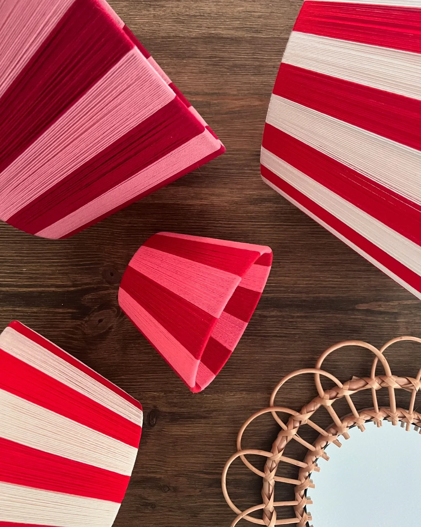 Feeling a bit festive today, having seen Santa about 4 times already, with a few more grottos and school visits to go! So a bit of a Santa themed collection today with all the circus red and white. 🎪 🎅🏽 

#ifsantawasalampshade #classicstripes #red