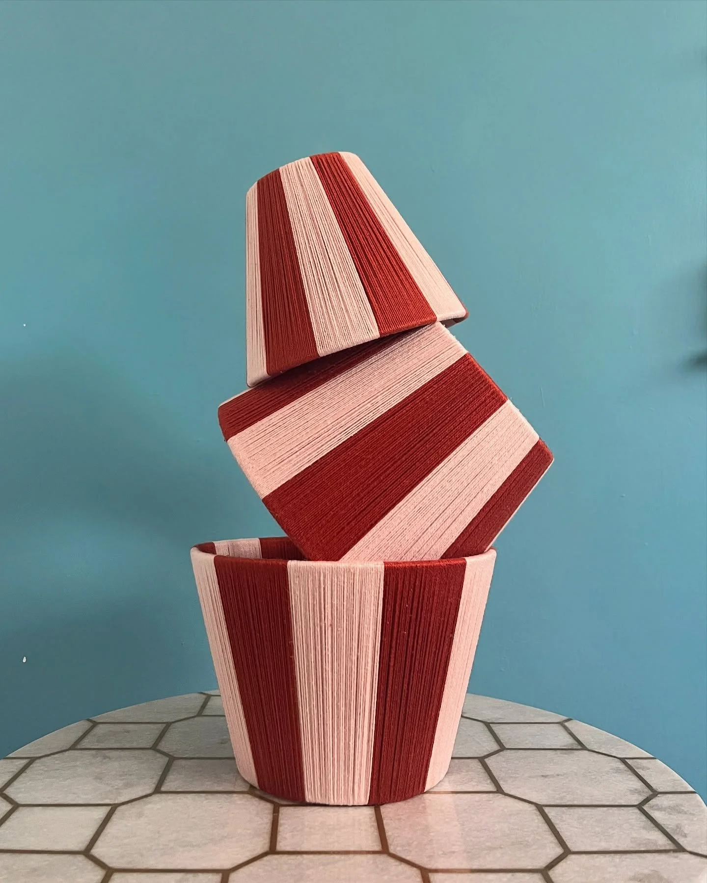 A pecan pie stack going out later this week with rich tones of autumn and blush. These smaller 8&rdquo; shades are perfect for slightly larger wall lights with a more squarer look. They can be used as a shade or pendent fitting if you want to turn yo