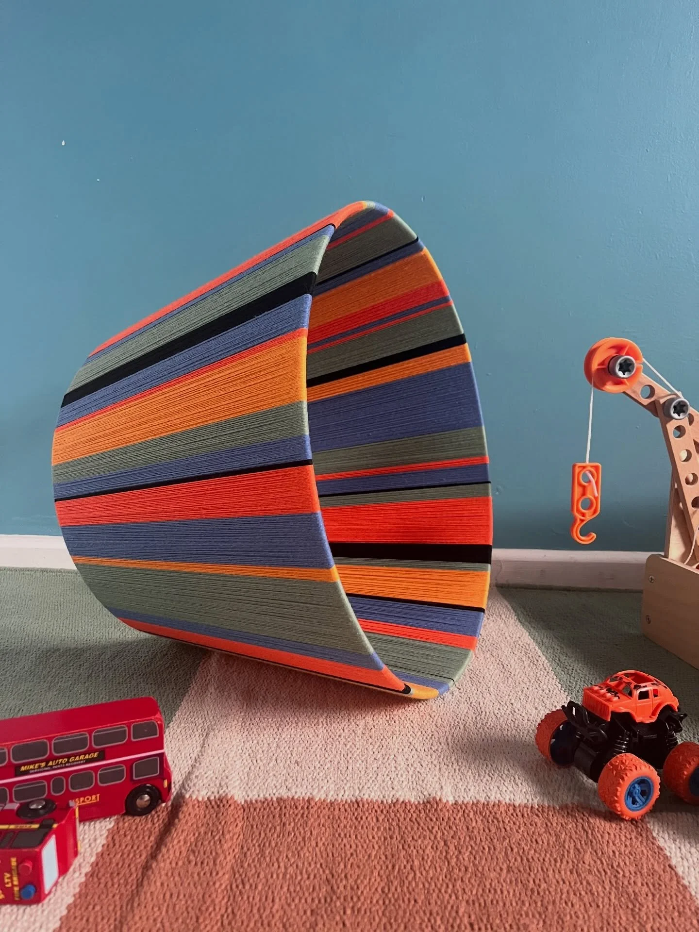 I love working with the most joyful colour combinations and this bespoke shade one was a fun one to create. Pumpkin &amp; Carrot for warmth and creativity. Denim and Sage for calming hues and a touch of black to ground it all. The results are this pl