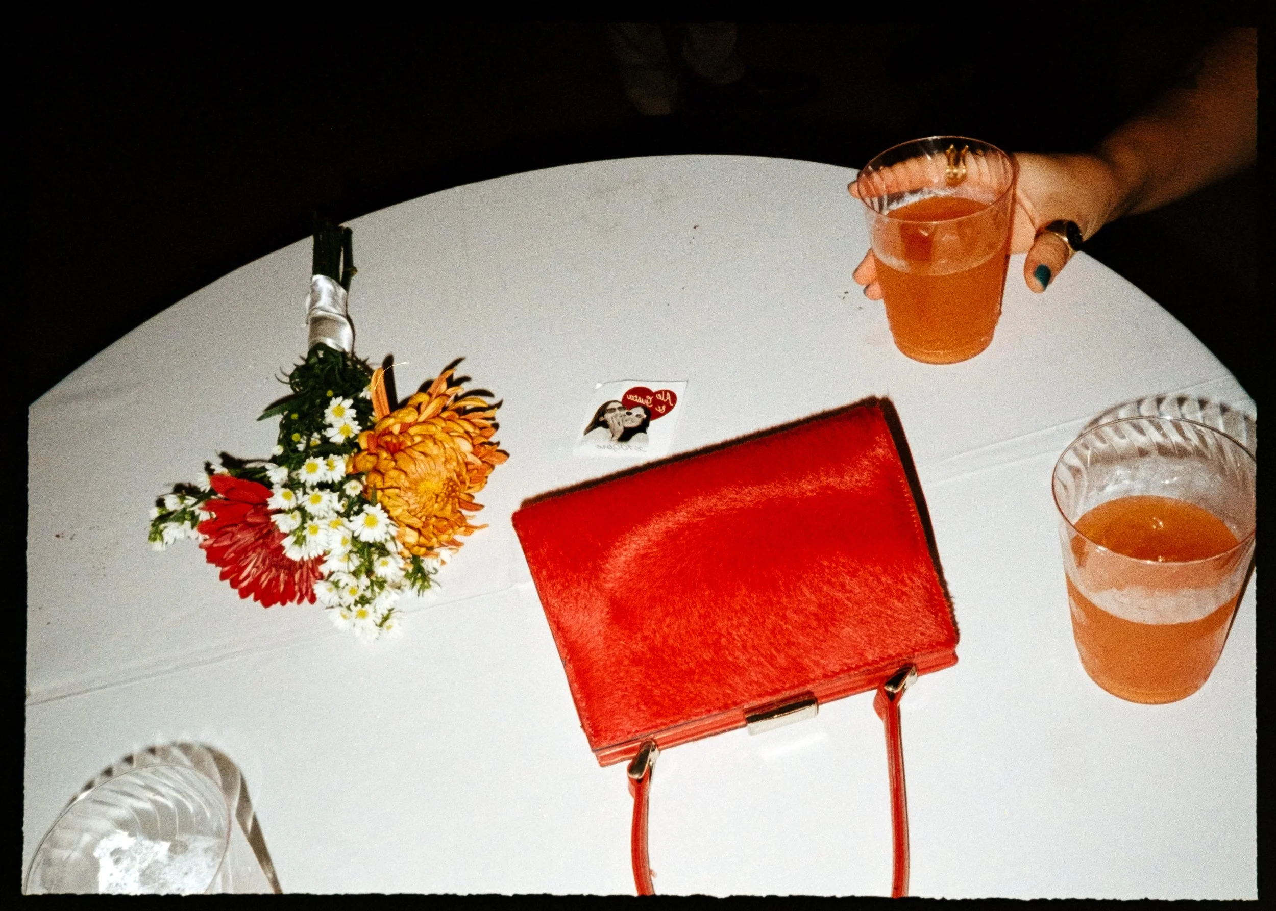 An analog film photo of a wedding reception dinner taken by a Puerto Rico based wedding and elopement film photographer.
