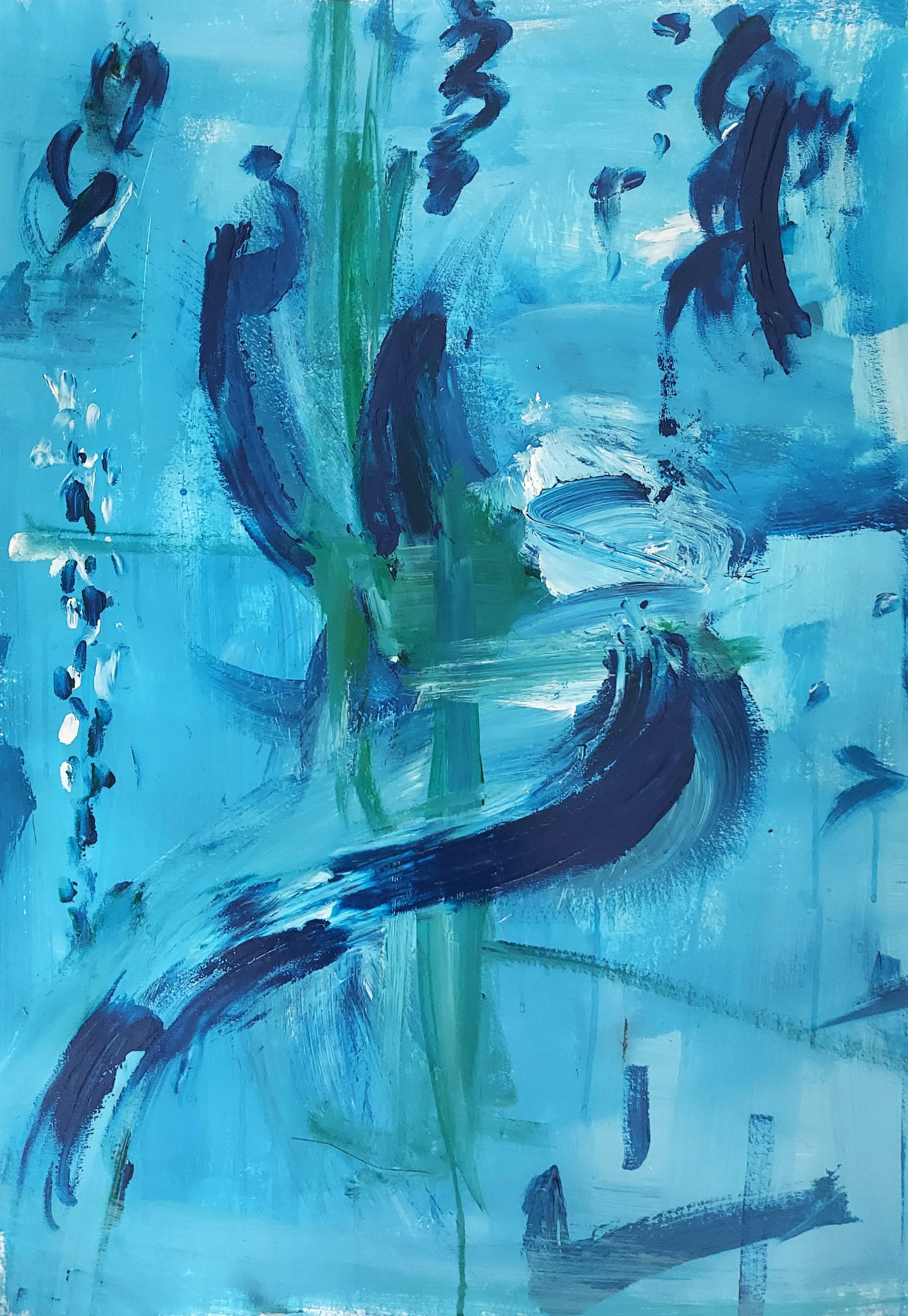 Blue Study,   acrylic on paper, 85 x 60 cm