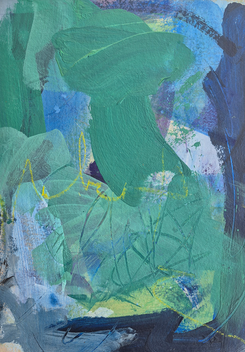 Abstract Exploration III,  acrylic and oil pastel on cardboard, 29.5 x 41.5 cm, 2025