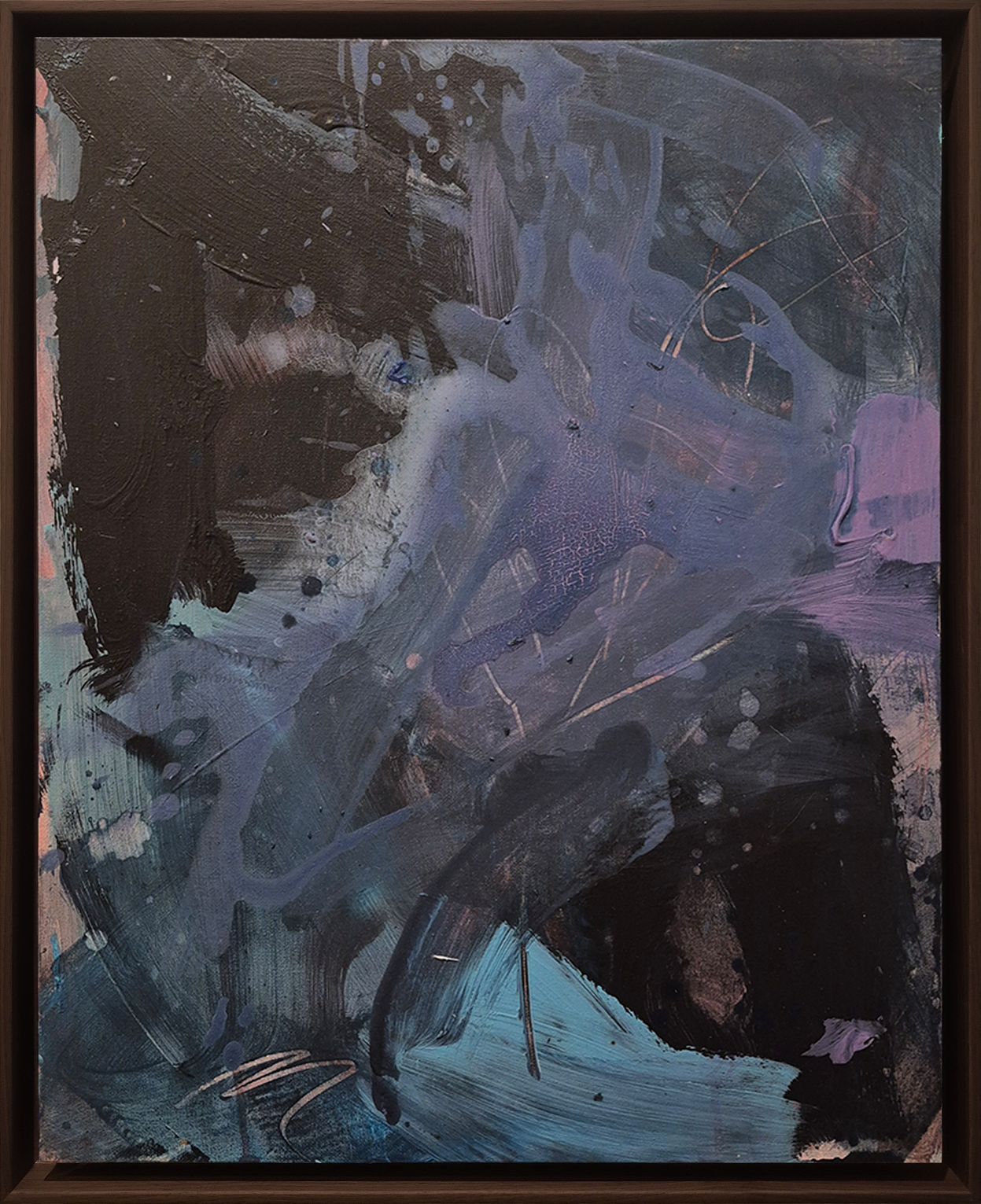   Purple Rain,  acrylic and ink on canvas board, 54 x 44 cm (framed), 2025