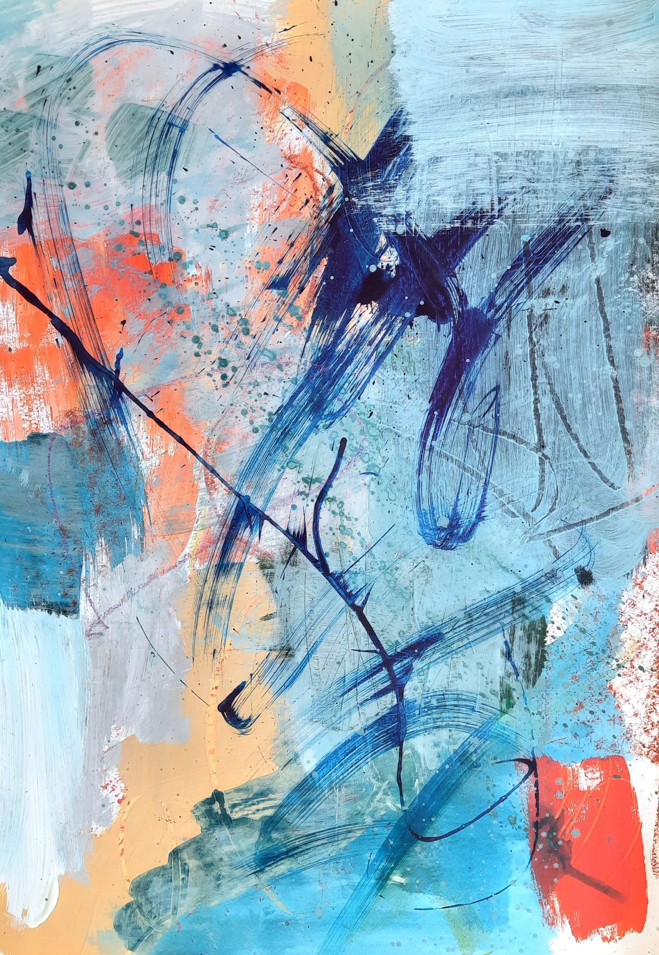   Swim II     acrylic on paper, 40 x 60 cm, 2023