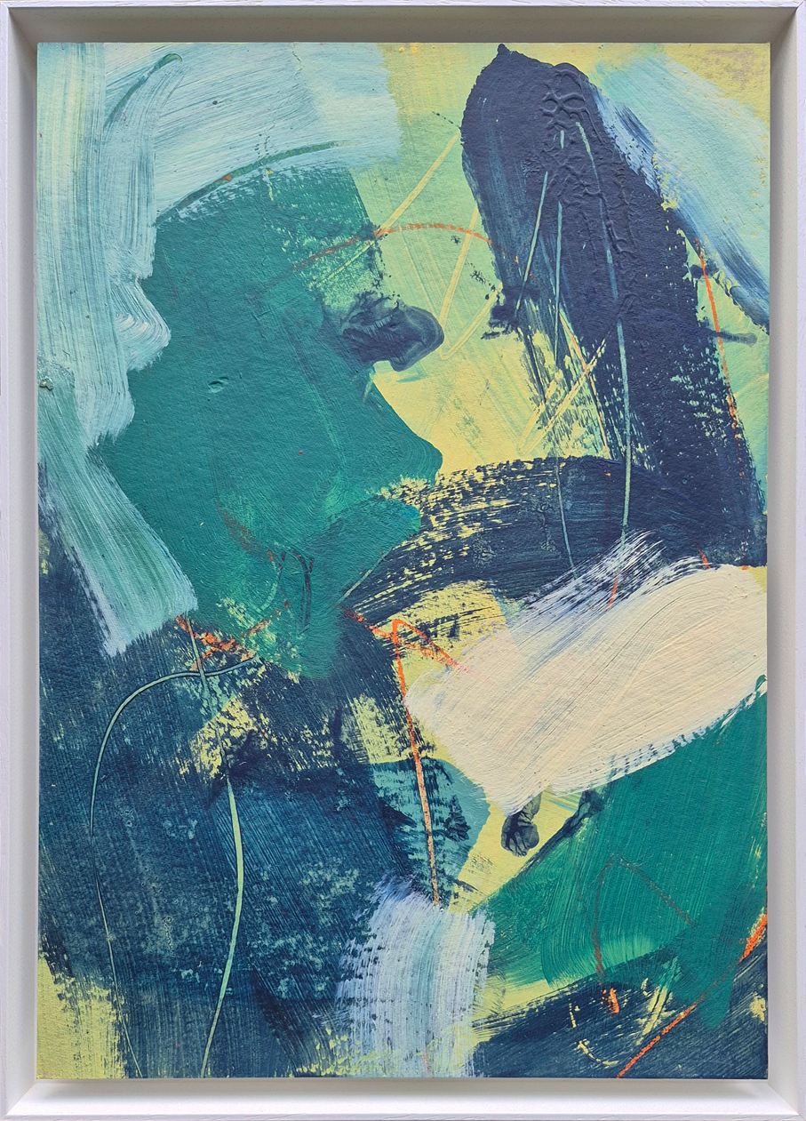   Abstract Exploration II      acrylic and oil pastel on board, 32 x 44.5 x 4.5 cm (framed), 2025