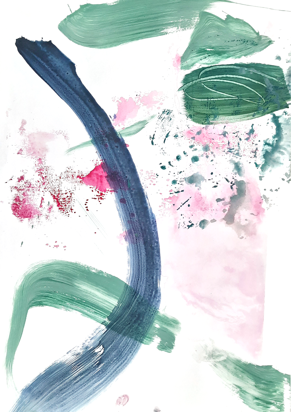 Ether,  acrylic and ink on paper, 42 x 59.4 cm, 2024