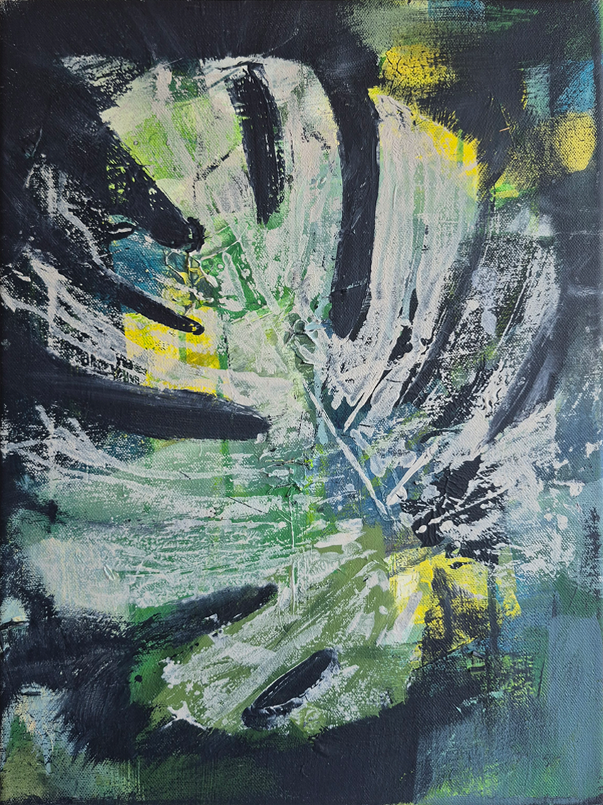   Monstera IX,  acrylic on canvas, 30 × 40 cm, 2023