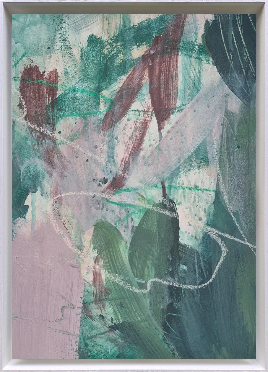   Meadow II     acrylic and oil pastel on board, 32 x 44.5 x 4.5 cm (framed), 2025