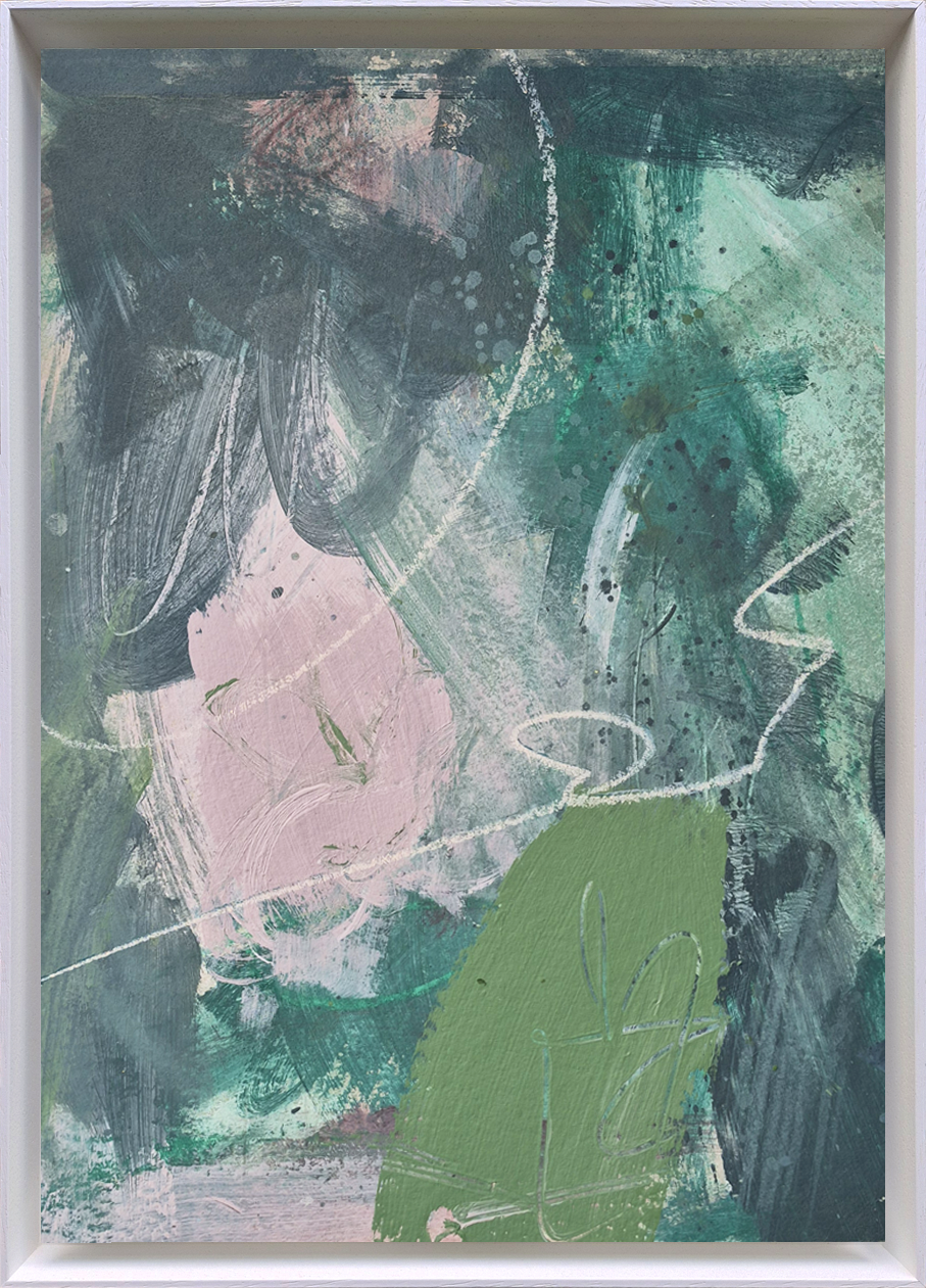   Meadow I,  acrylic and oil pastel on cardboard, 32 x 44.5 x 4.5 cm (framed), 2025