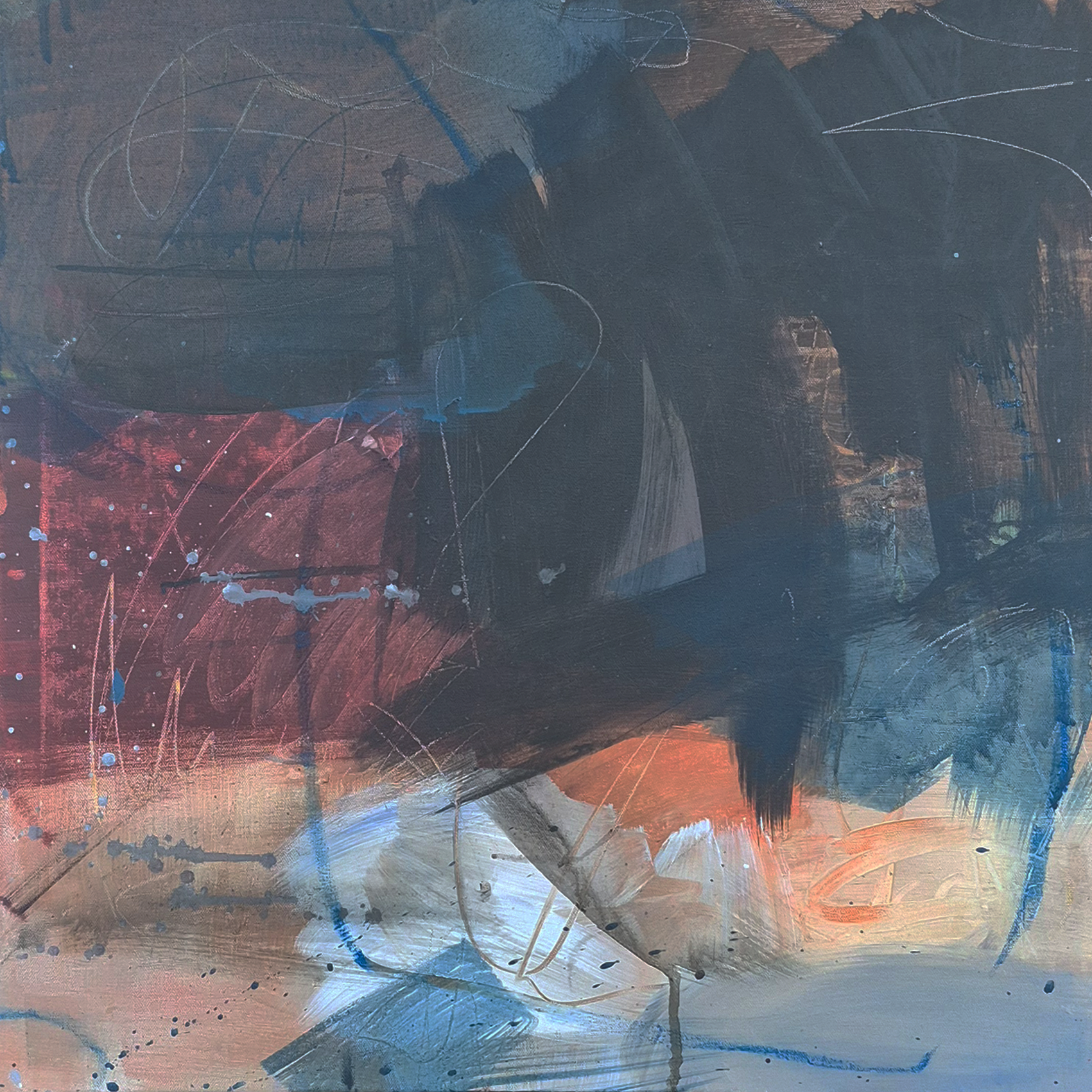  Upside Down,  acrylic on stretched canvas, 60 x 60 x 2.5 cm, 2025