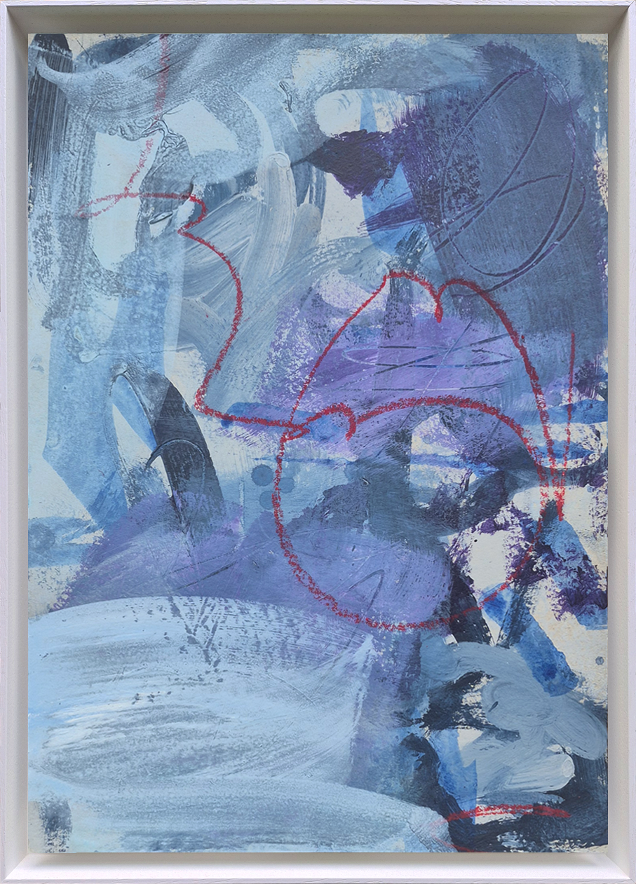   Abstract Exploration IV      acrylic and oil pastel on board, 32 x 44.5 x 4.5 cm (framed), 2025