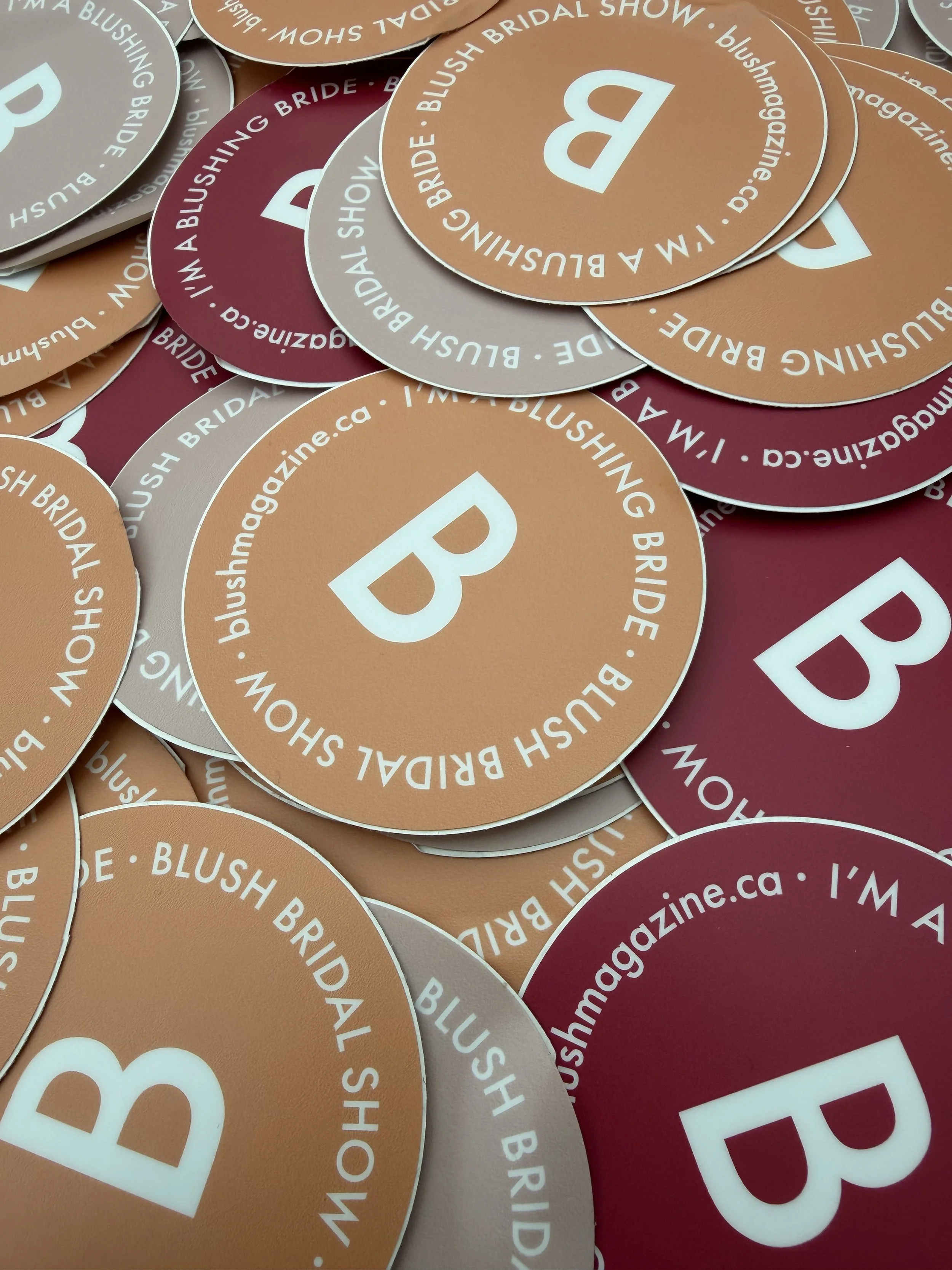 Photograph of Blush Bridal Show wedding stickers in Edmonton Alberta