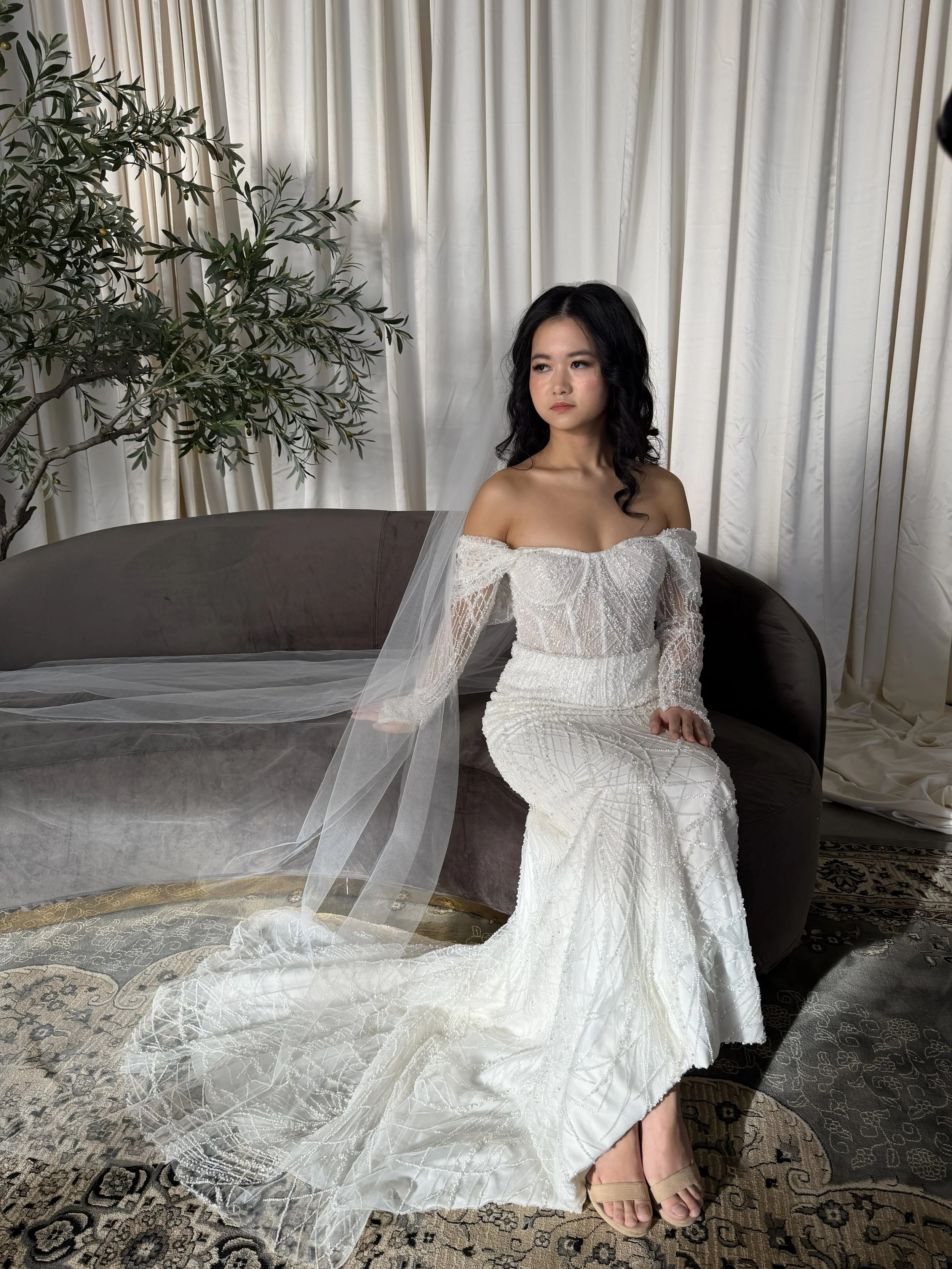 Delica Bridal Dress at The Pendennis Wedding Venue in Edmonton taken by Wildflower Events BTS and Content Creation