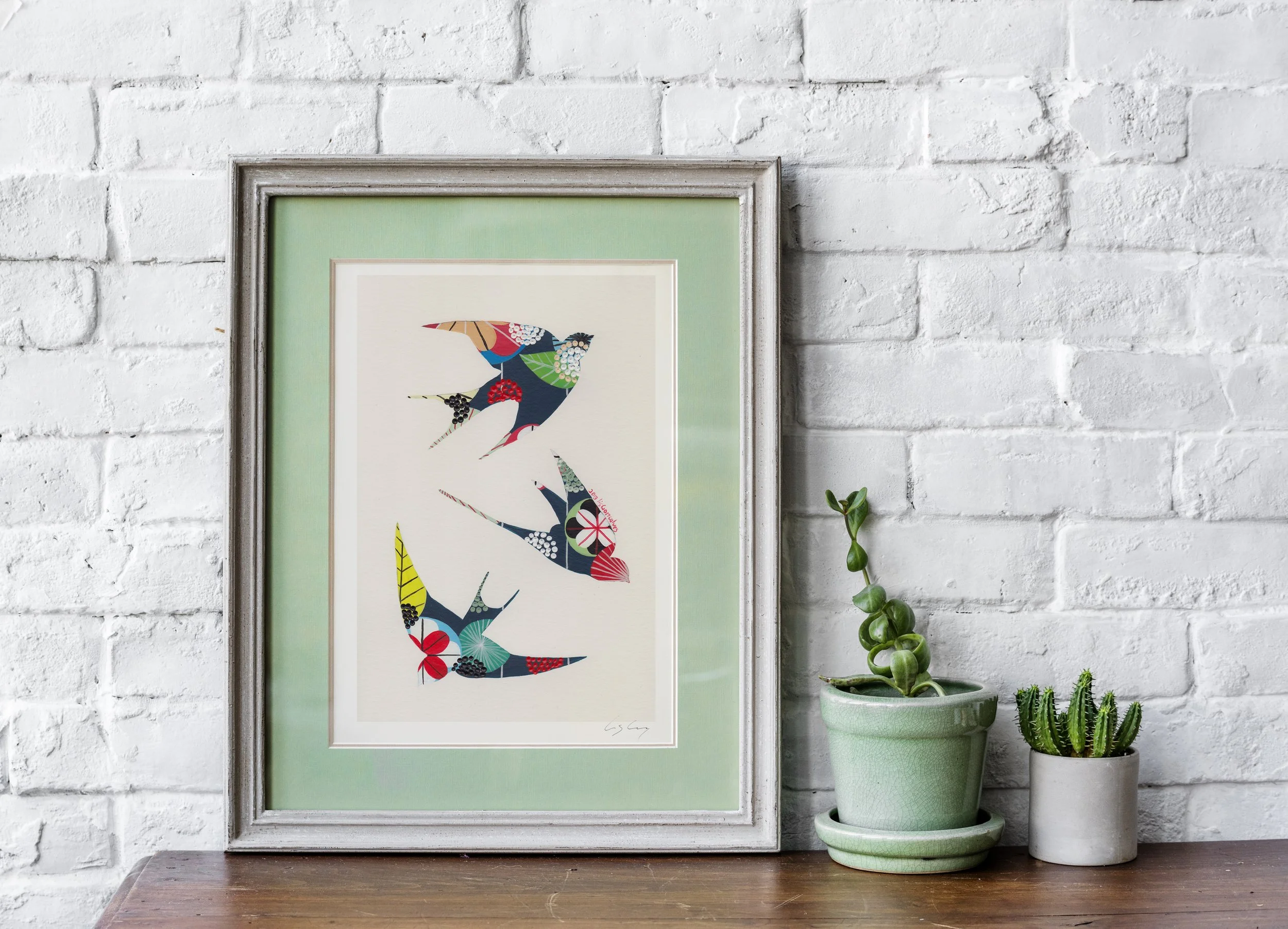 Swallows (Navy) - Fine art print by Lis Gonçalves. A modern and colourful take on a famous Portuguese icon.