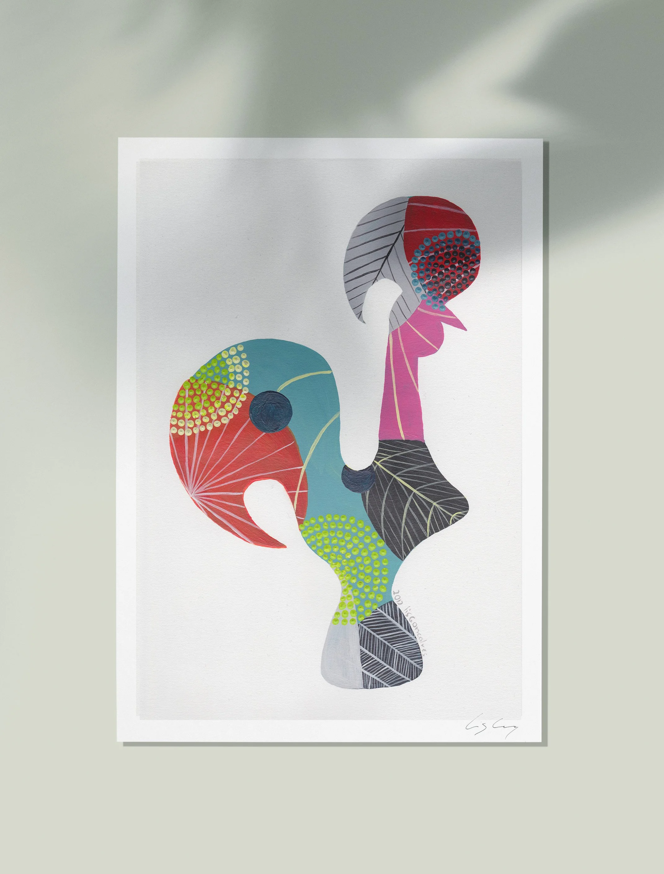 Portuguese Rooster (Blue #1) - Fine art print by Lis Gonçalves. A modern and colourful take on a famous Portuguese icon.