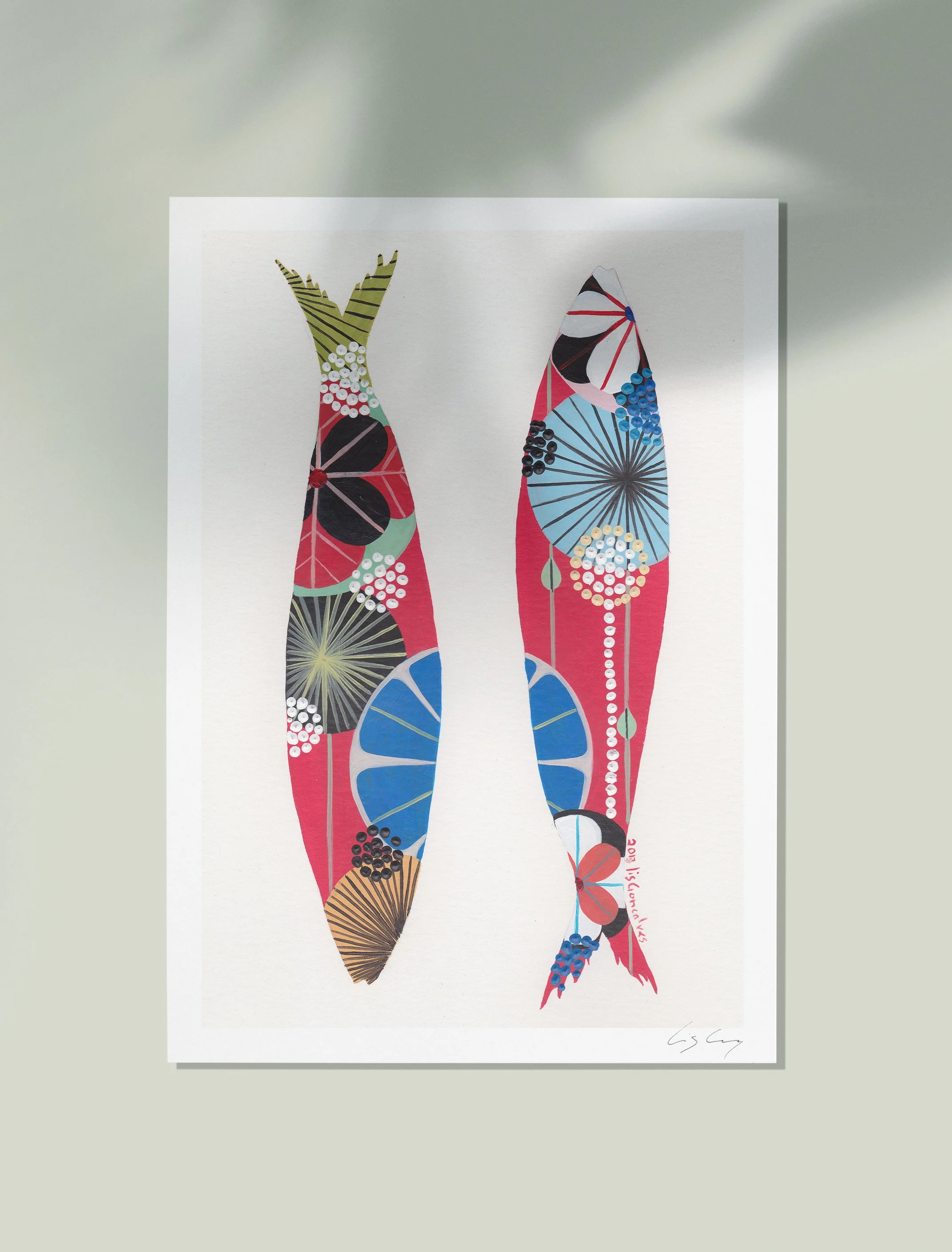 Sardines (Red) - Fine art print by Lis Gonçalves. A modern and colourful take on a famous Portuguese icon.