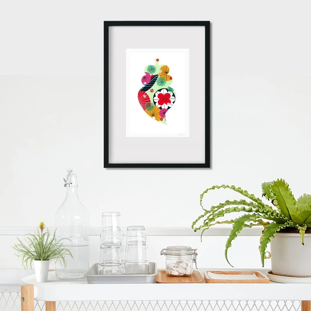 Portuguese Heart (Aqua Green) - Fine art print by Lis Gonçalves. A modern and colourful take on a famous Portuguese icon.