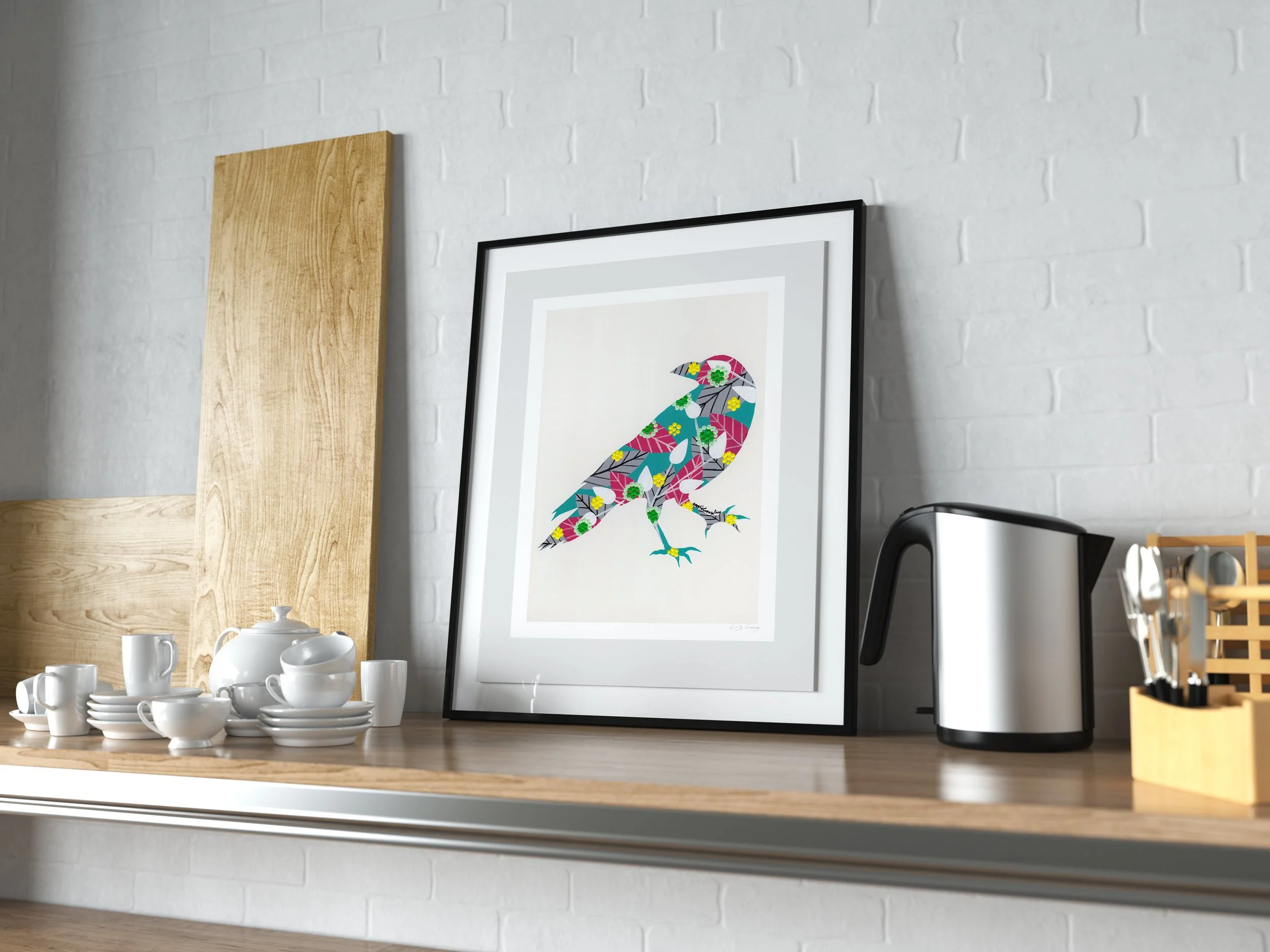 Raven (Turquoise) - Fine art print by Lis Gonçalves. A modern and colourful take on a famous Portuguese icon.