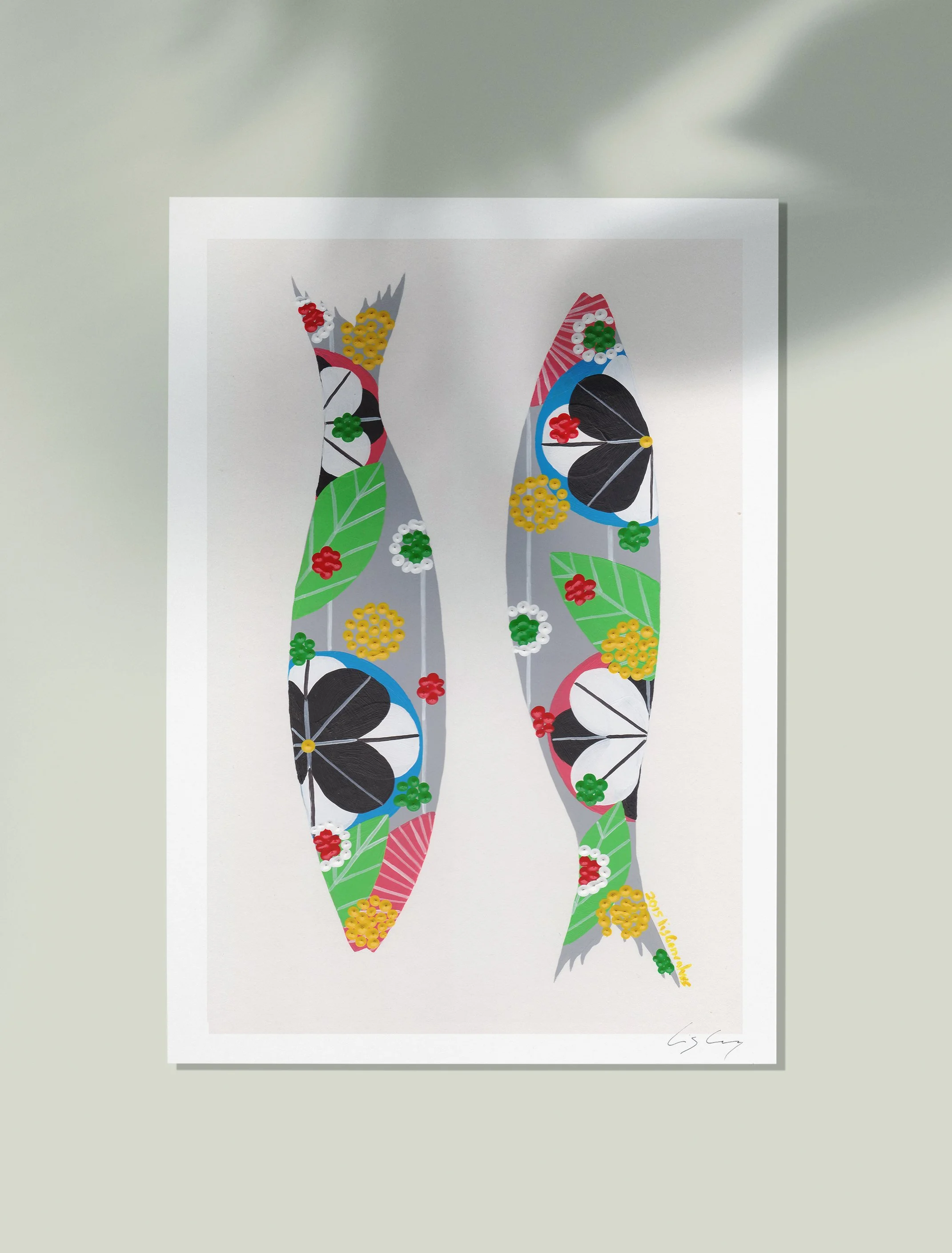 Sardines (Grey) - Fine art print by Lis Gonçalves. A modern and colourful take on a famous Portuguese icon.