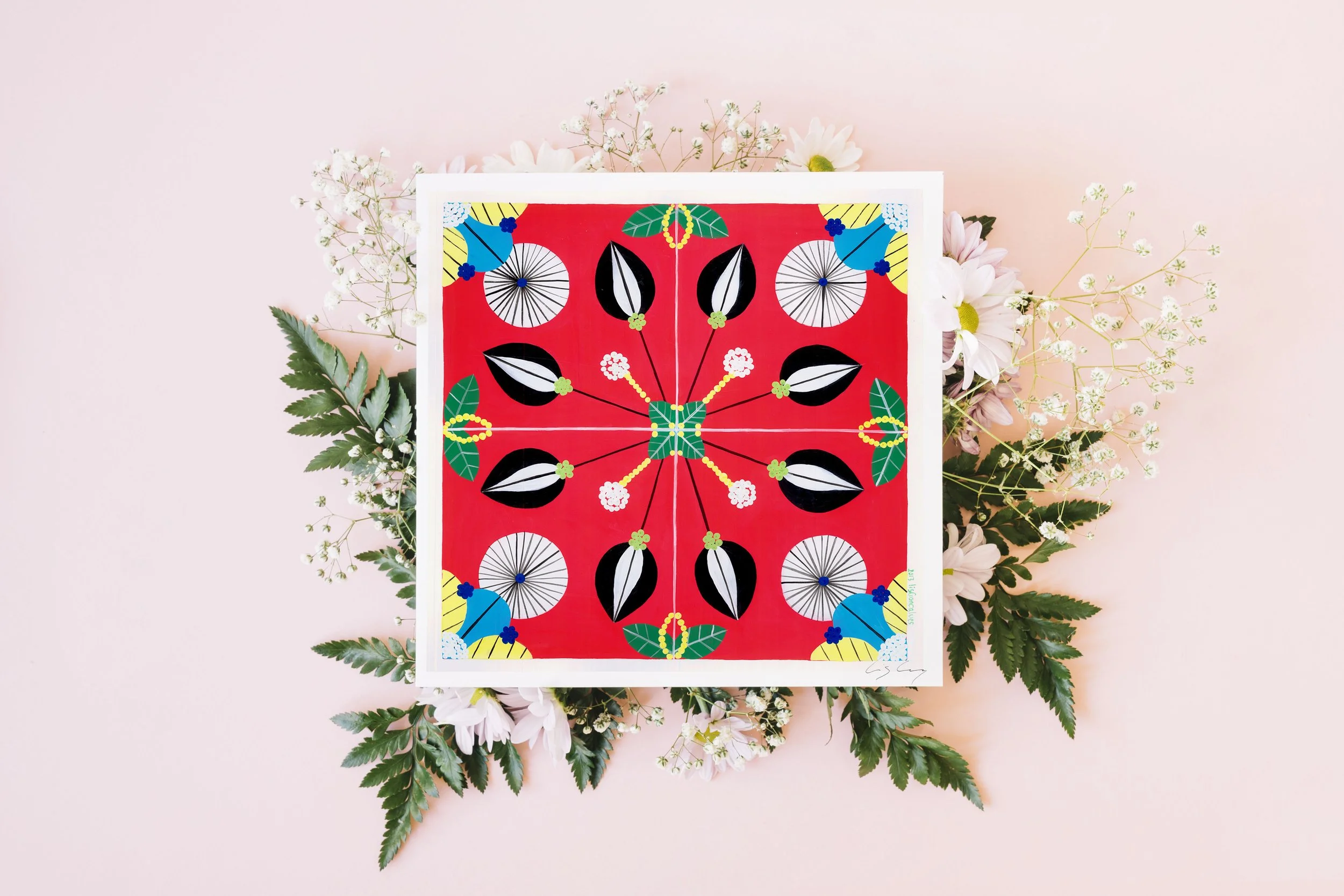 Portuguese Tiles (Red) - Fine art print by Lis Gonçalves. A series that brings modern colours and charm to a famous Portuguese icon.