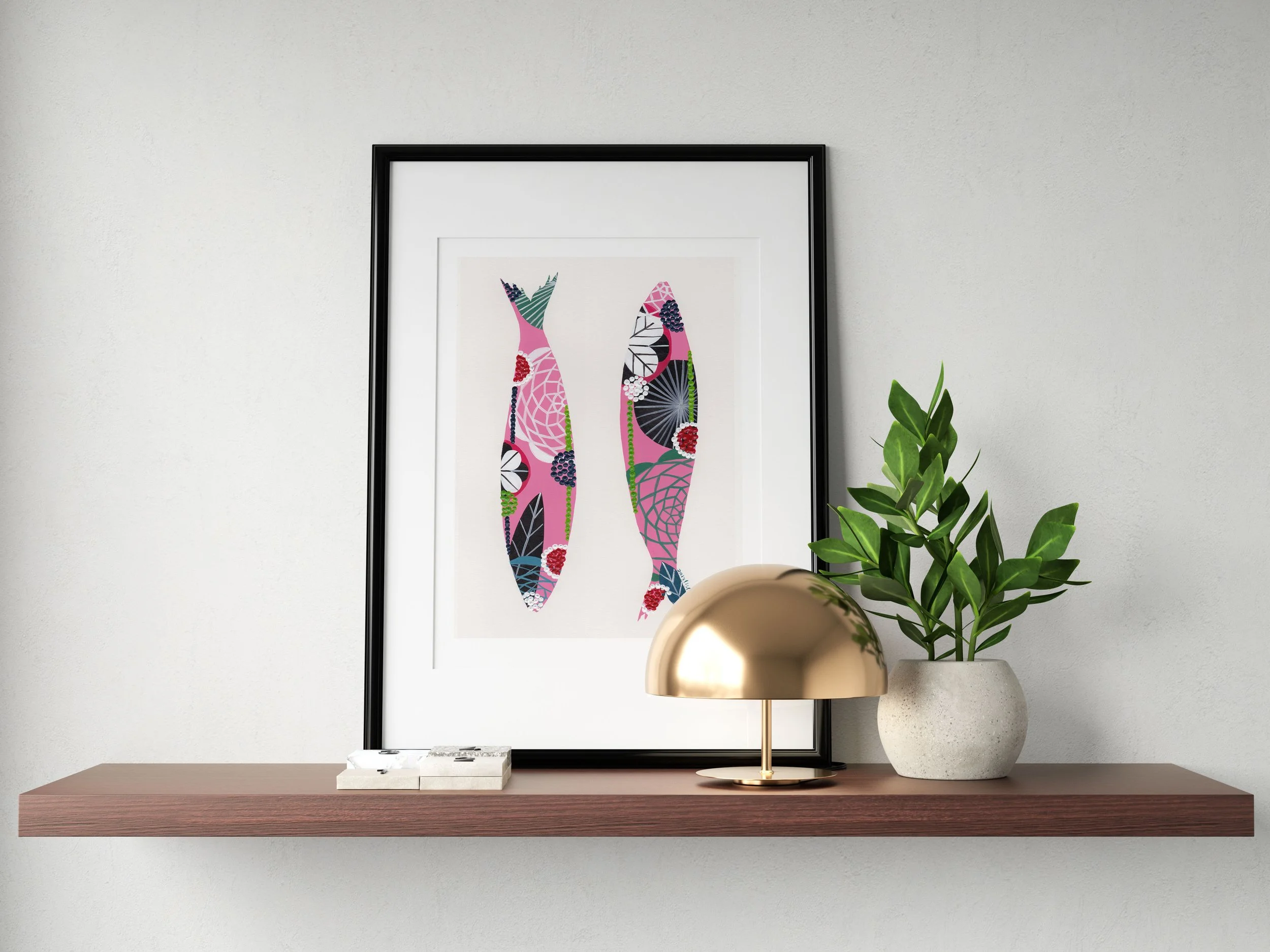 Sardines (Light Pink) - Fine art print by Lis Gonçalves. A modern and colourful take on a famous Portuguese icon.