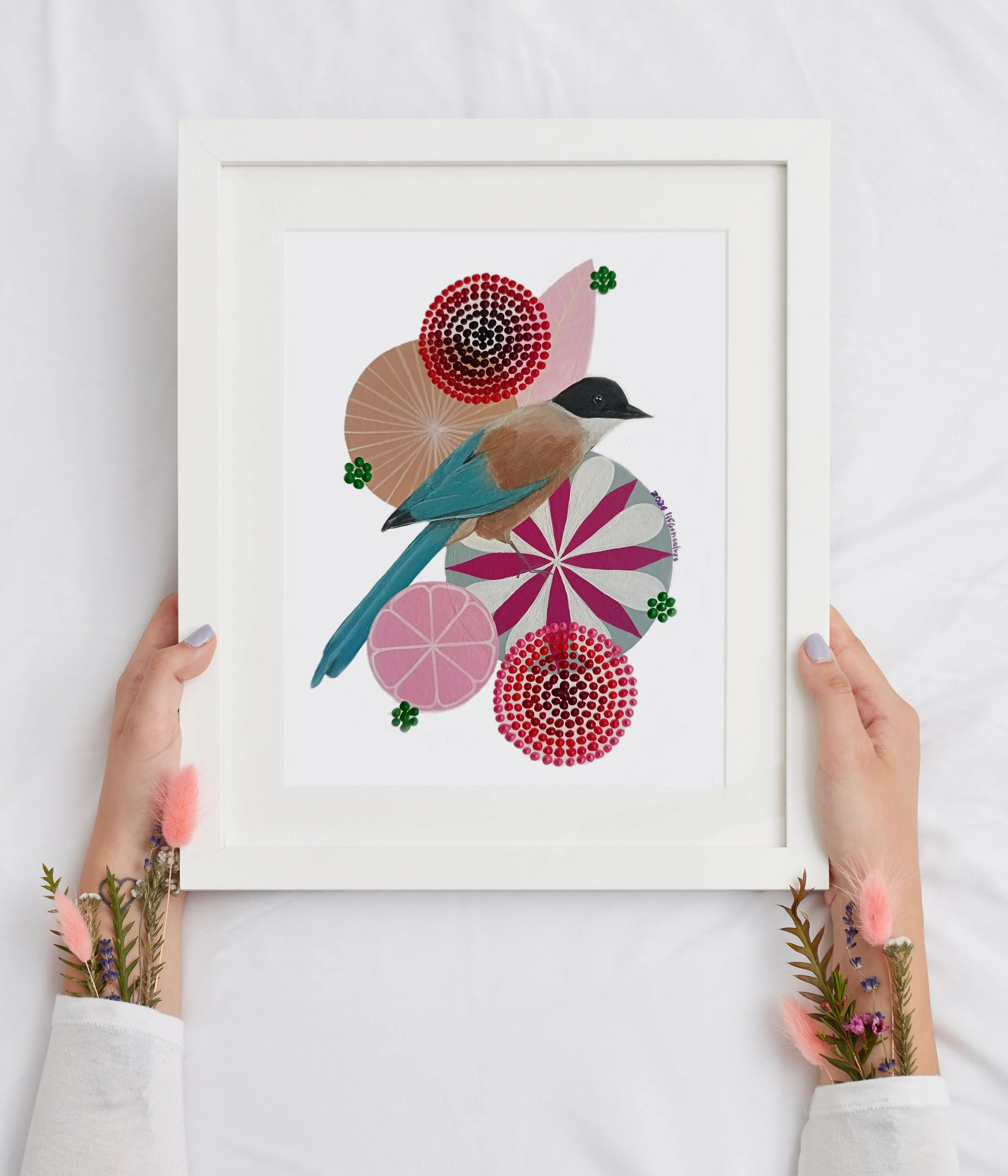 pega azul-magpie-original artwork in acrylic