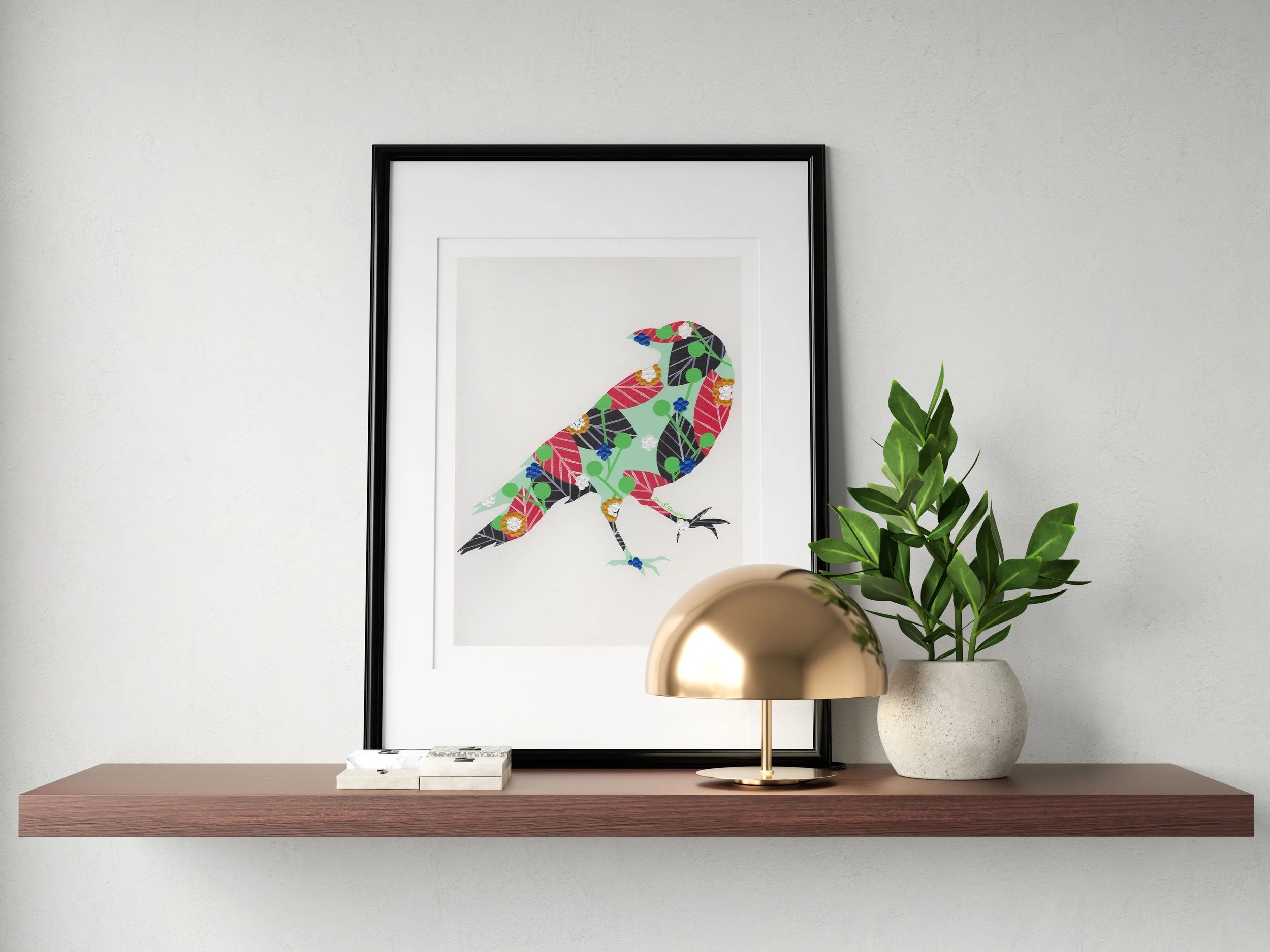 Raven (Aqua Green) - Fine art print by Lis Gonçalves. A modern and colourful take on a famous Portuguese icon.