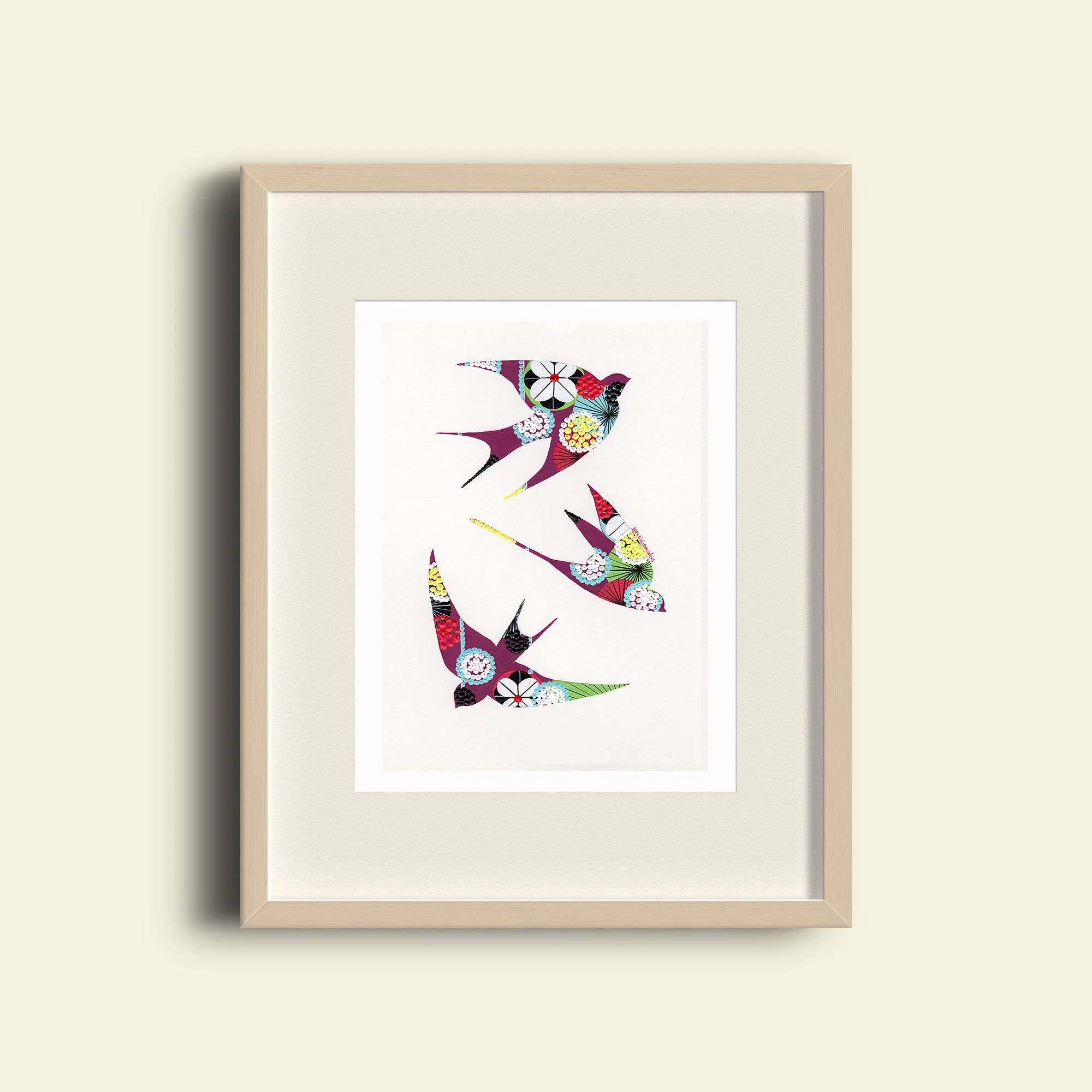 Swallows (Aubergine) - Fine art print by Lis Gonçalves. A modern and colourful take on a famous Portuguese icon.