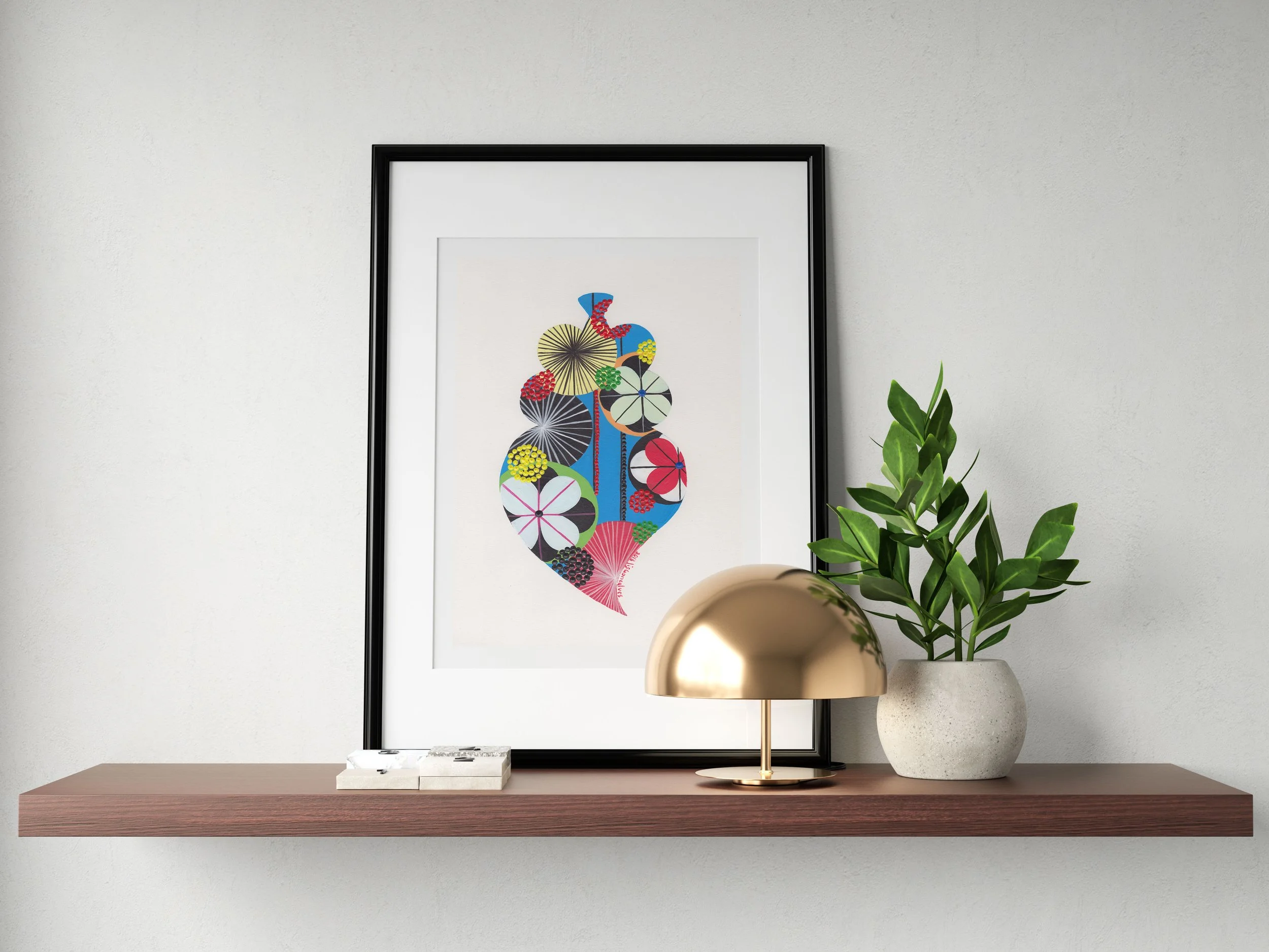 Portuguese Heart (Blue) - Fine art print by Lis Gonçalves. A modern and colourful take on a famous Portuguese icon.