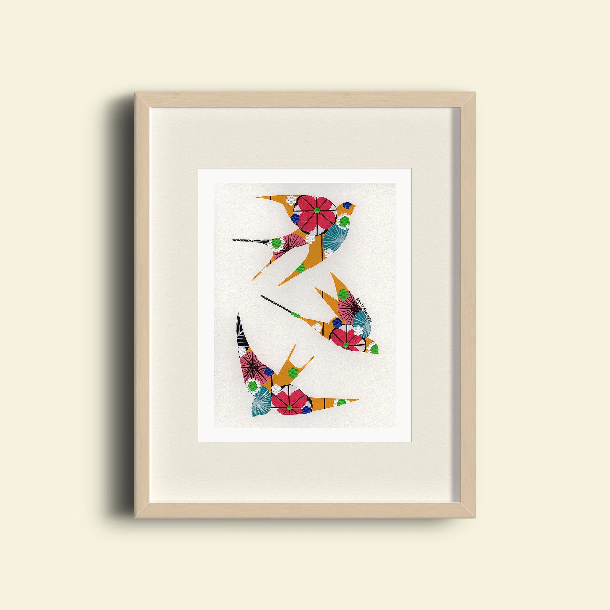 Swallows (Ochre) - Fine art print by Lis Gonçalves. A modern and colourful take on a famous Portuguese icon.
