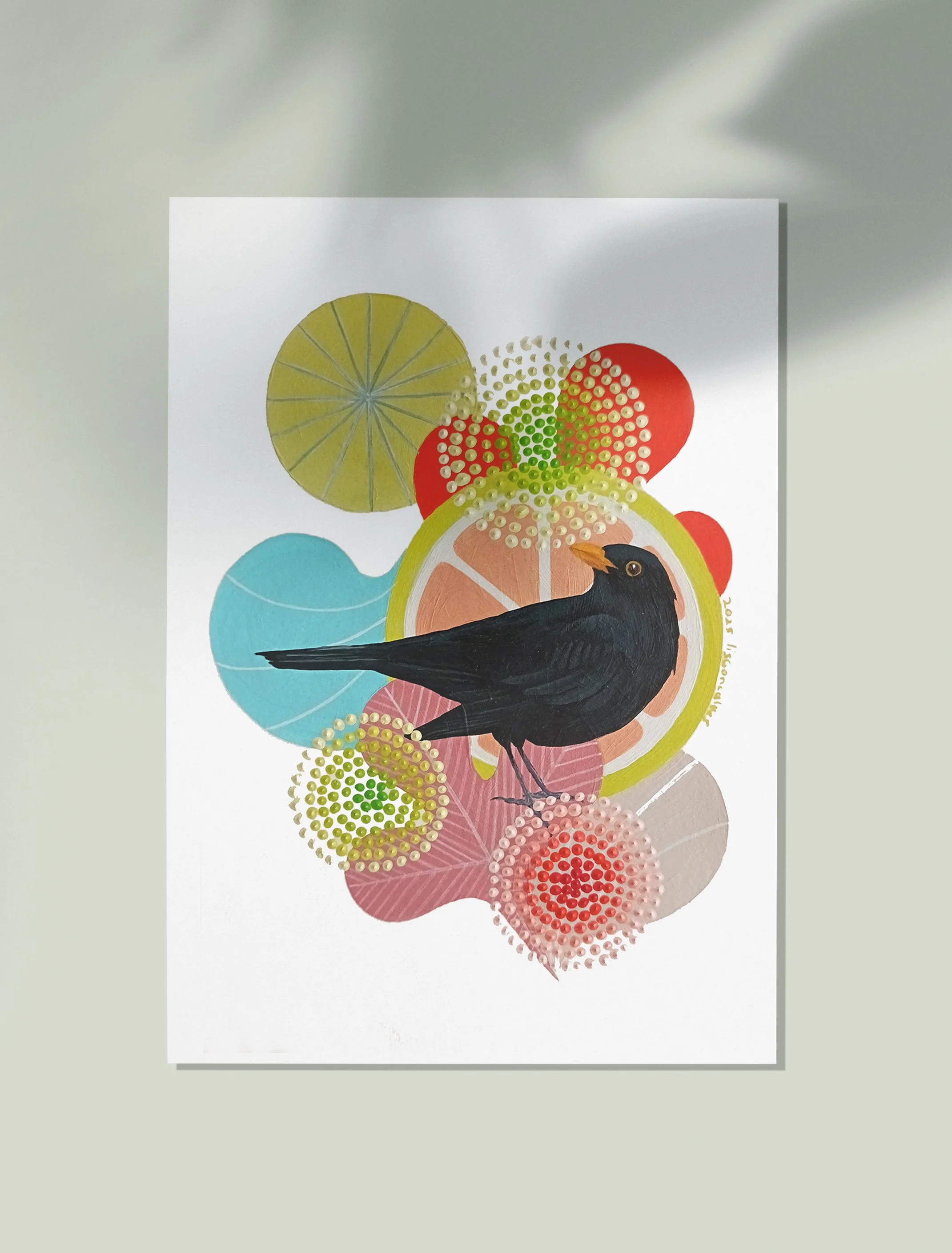 melro-blackbird-original painting in acrylic