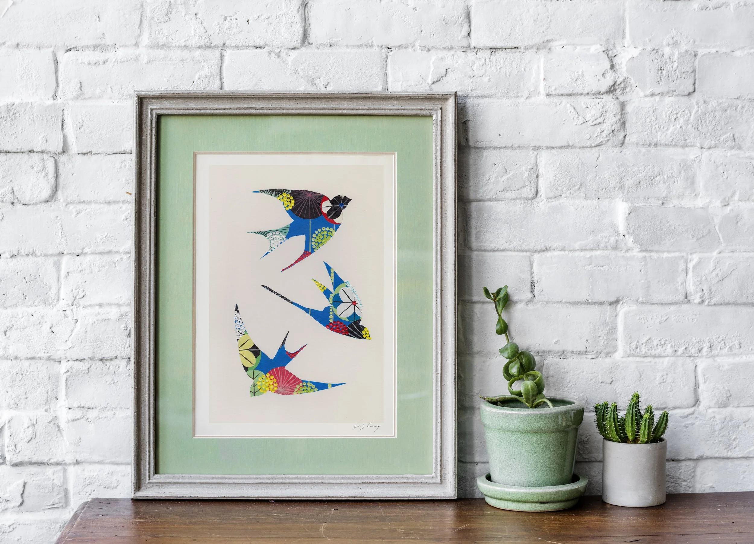 Swallows (Blue #2) - Fine art print by Lis Gonçalves. A modern and colourful take on a famous Portuguese icon.