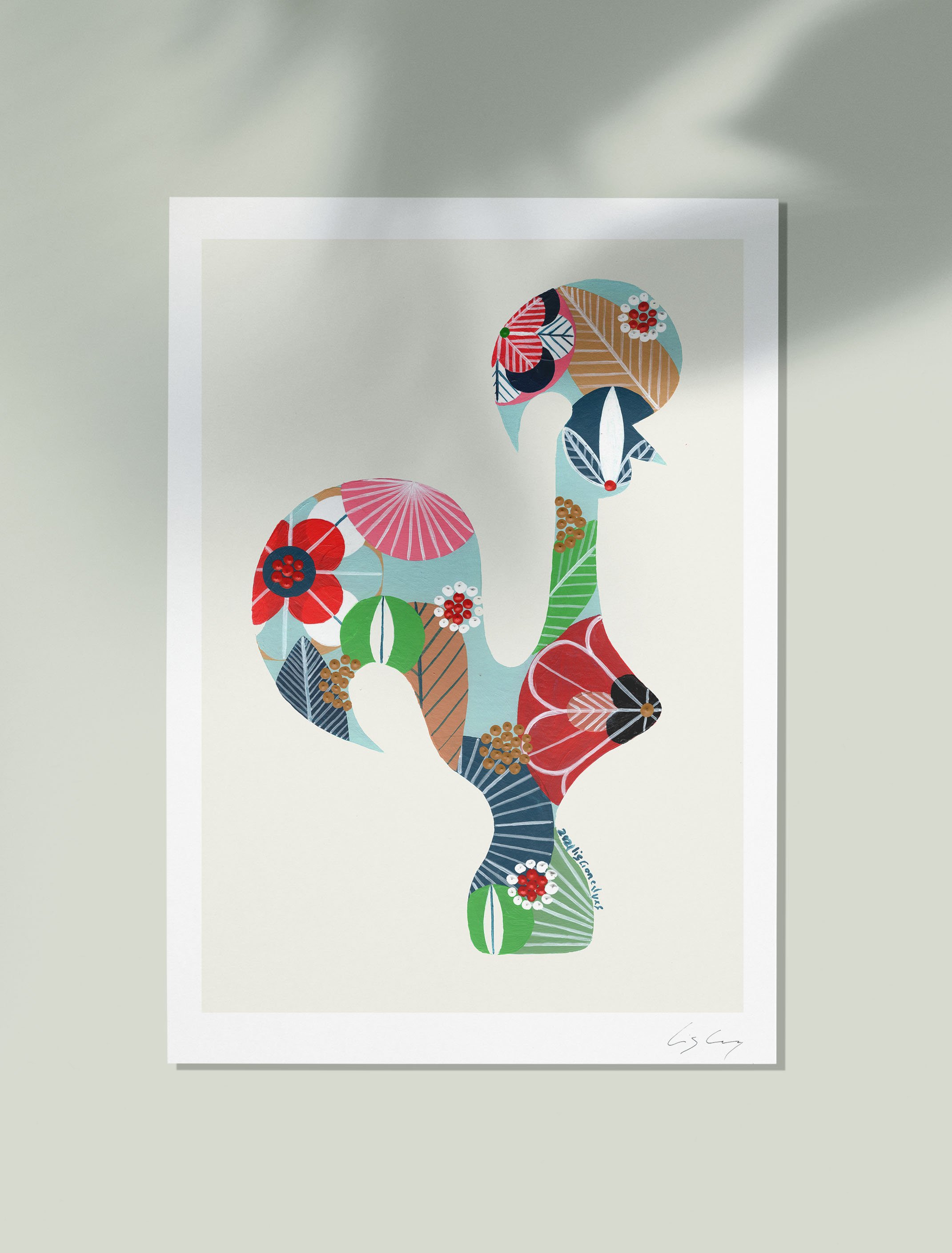 Portuguese Rooster (Light Blue) - Fine art print by Lis Gonçalves. A modern and colourful take on a famous Portuguese icon.