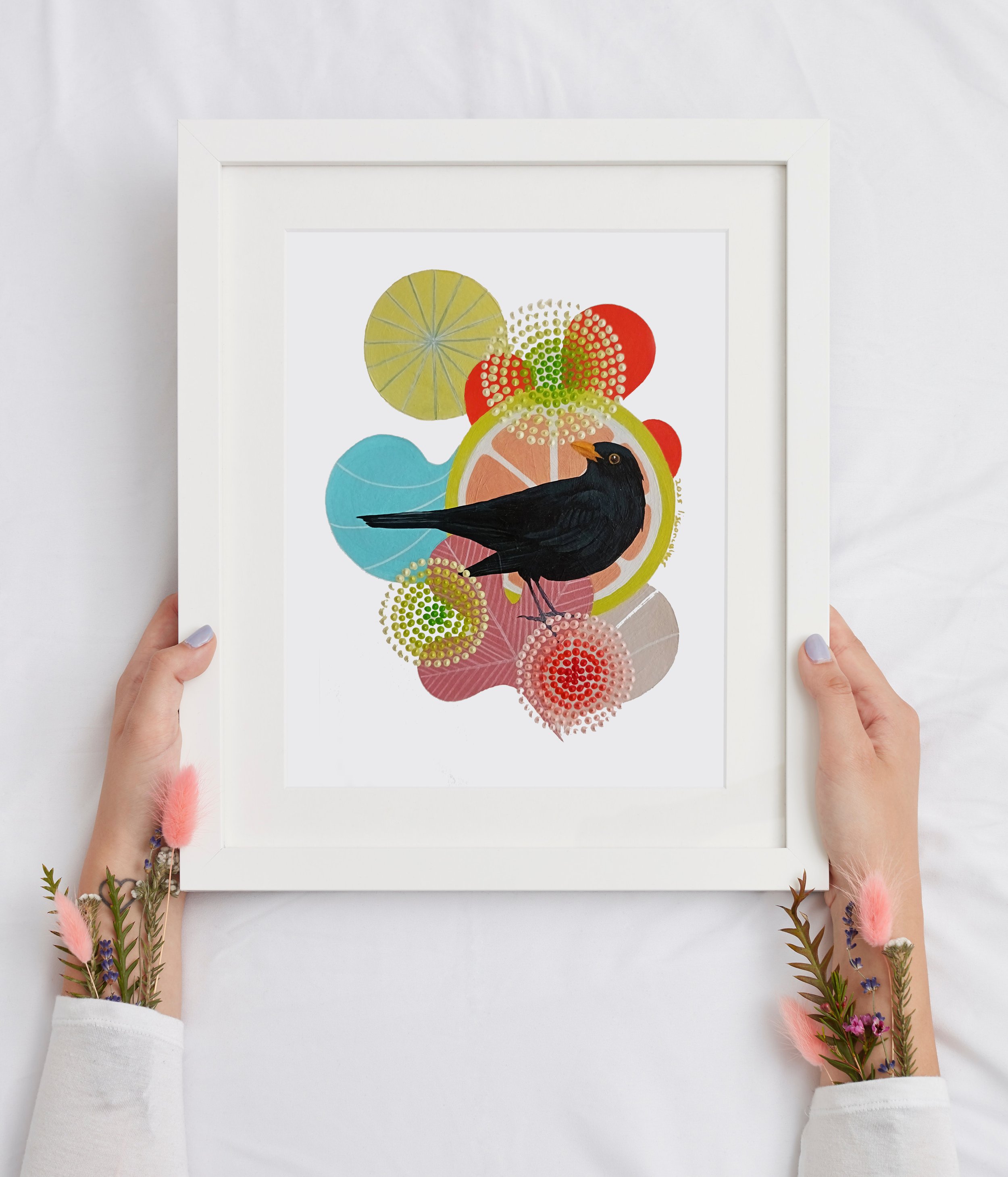 melro-blackbird-original painting in acrylic