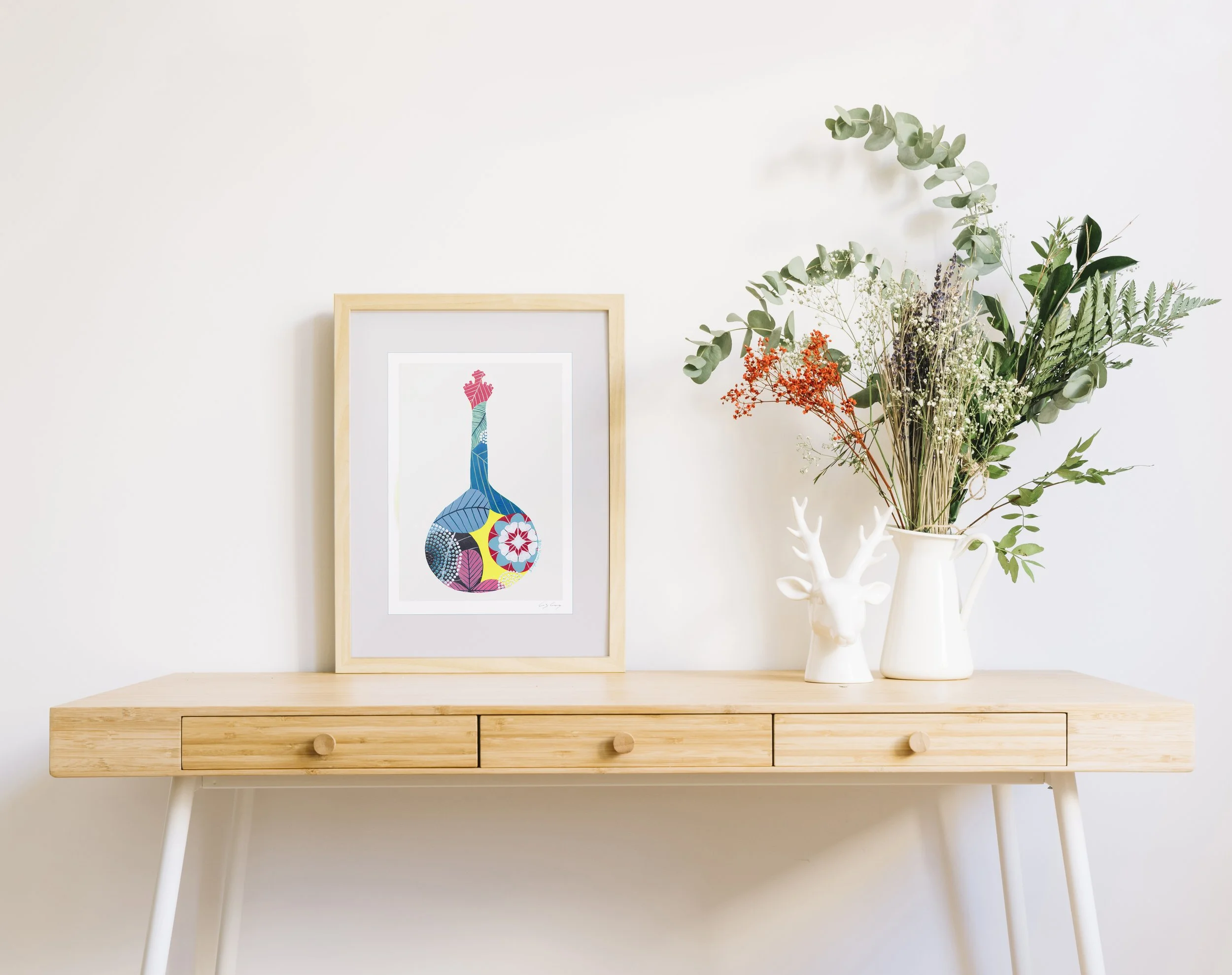 Portuguese Guitar (Blue) - Fine art print by Lis Gonçalves. A modern and colourful take on a famous Portuguese icon.