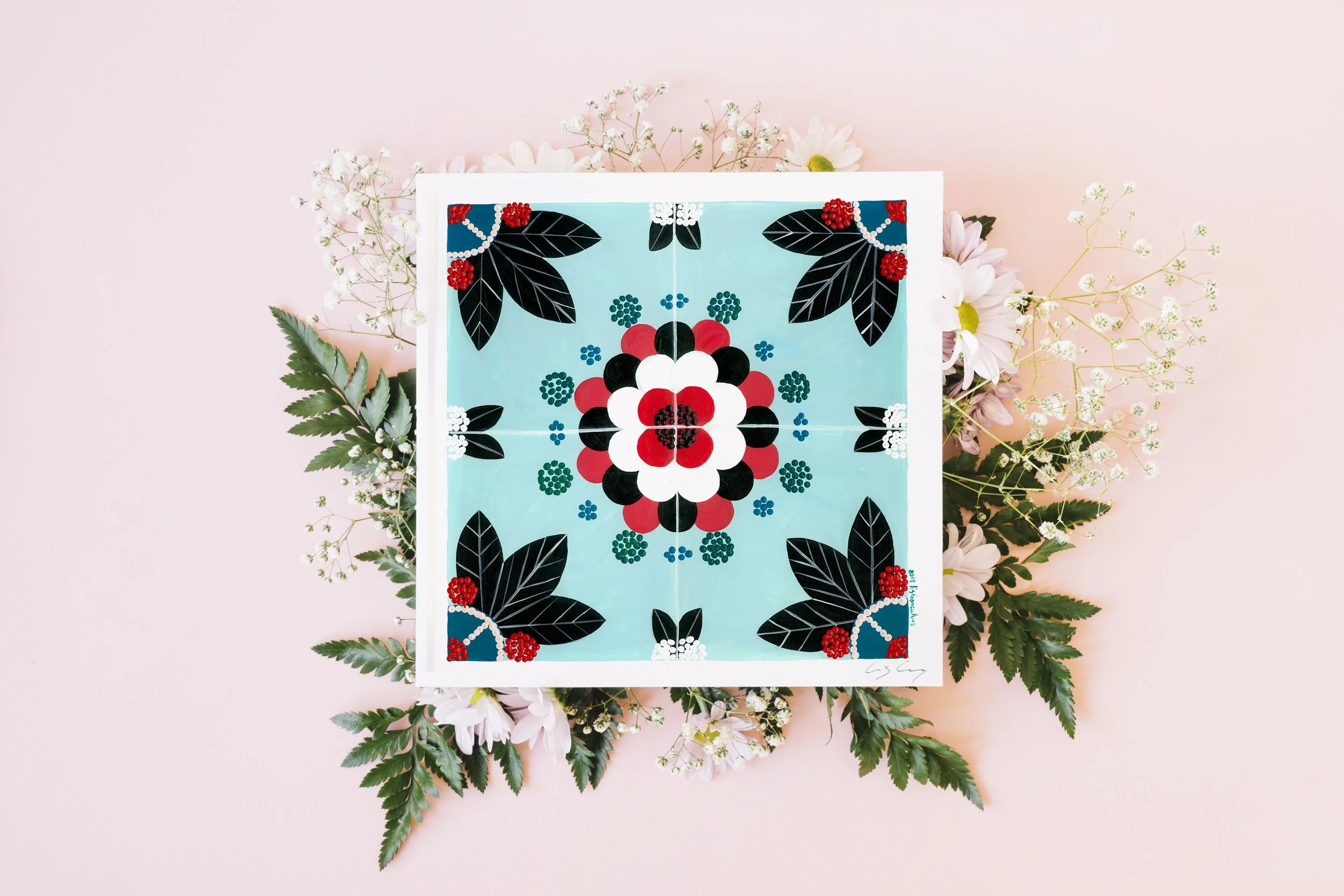 Portuguese Tiles (Aqua Blue) - Fine art print by Lis Gonçalves. A series that brings modern colours and charm to a famous Portuguese icon.