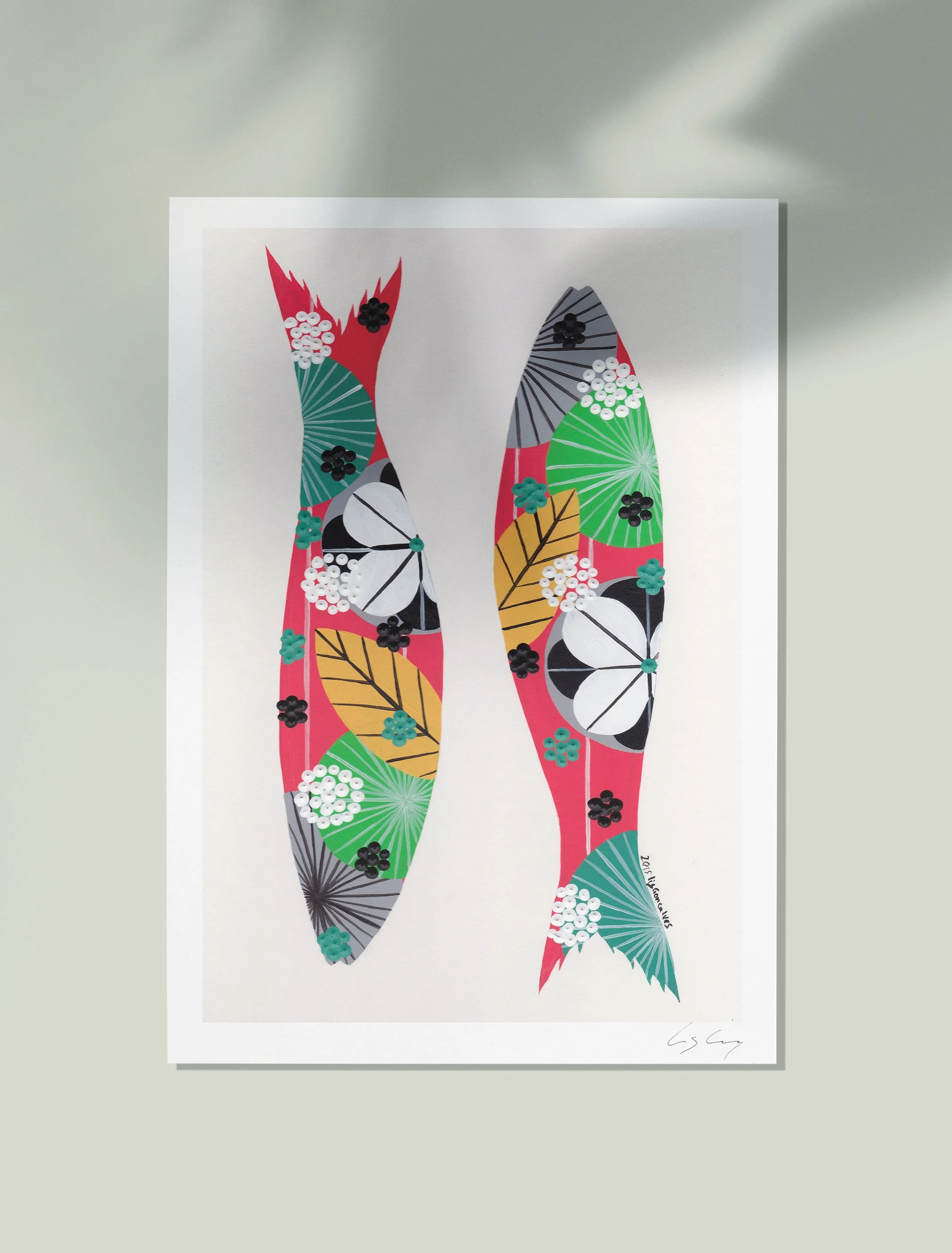 Sardines (Cerise #1) - Fine art print by Lis Gonçalves. A modern and colourful take on a famous Portuguese icon.