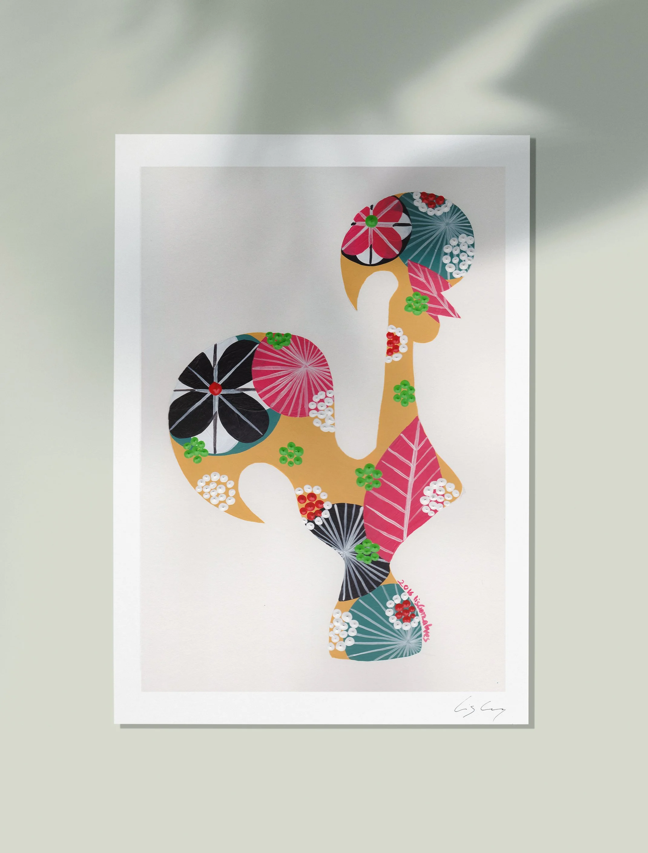 Portuguese Rooster (Ochre) - Fine art print by Lis Gonçalves. A modern and colourful take on a famous Portuguese icon.