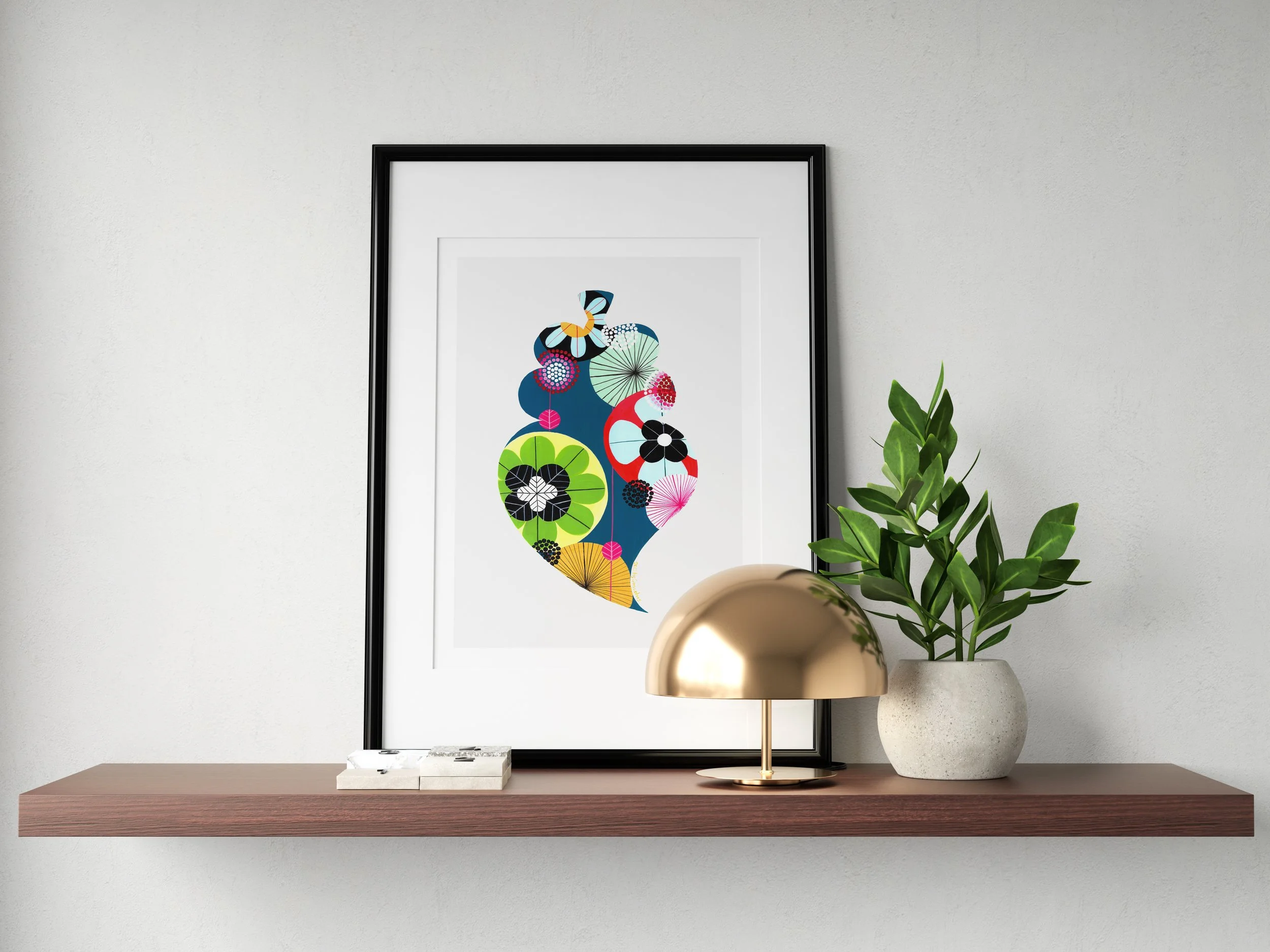 Portuguese Heart (Navy) - Fine art print by Lis Gonçalves. A modern and colourful take on a famous Portuguese icon.