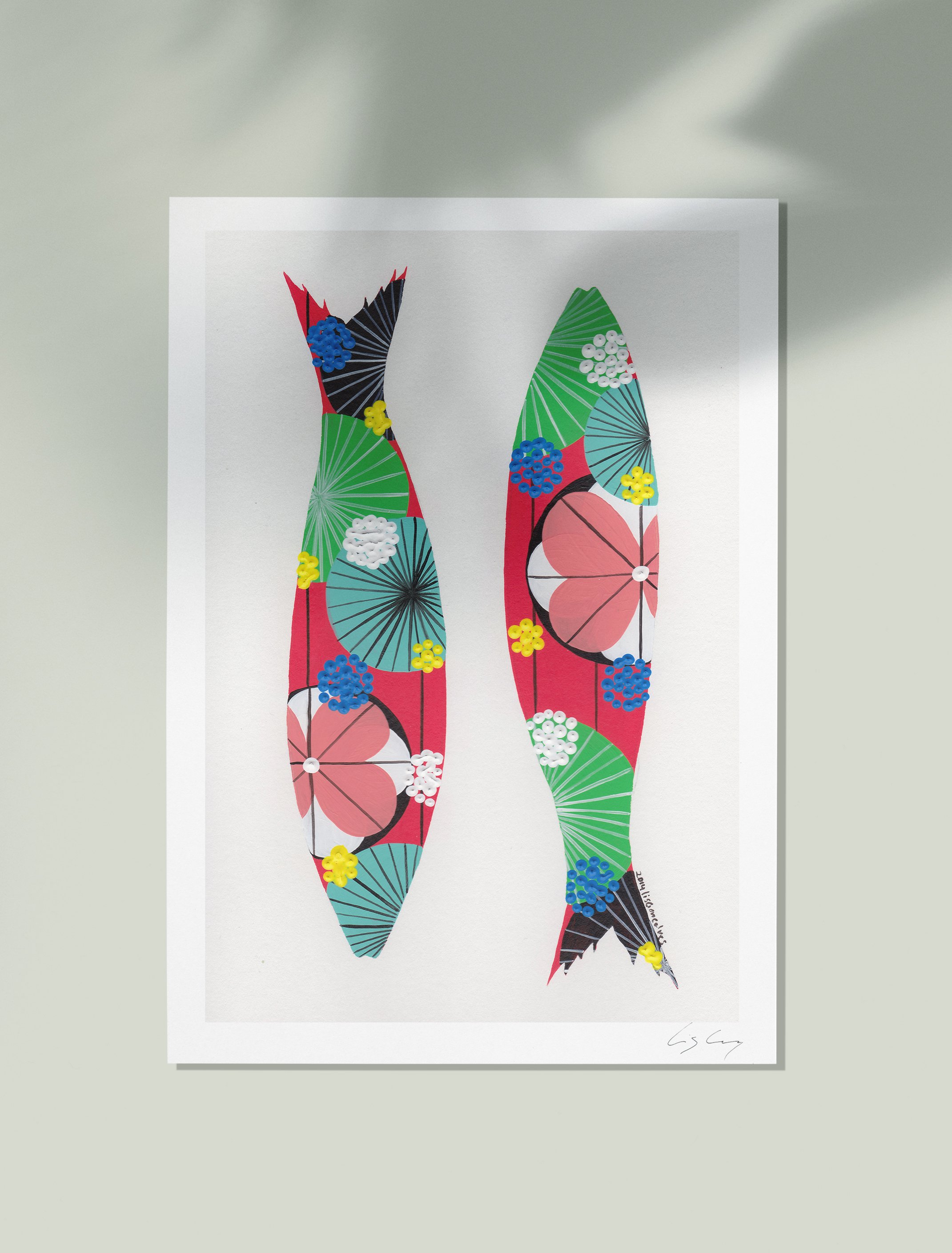 Sardines (Cerise #2) - Fine art print by Lis Gonçalves. A modern and colourful take on a famous Portuguese icon.
